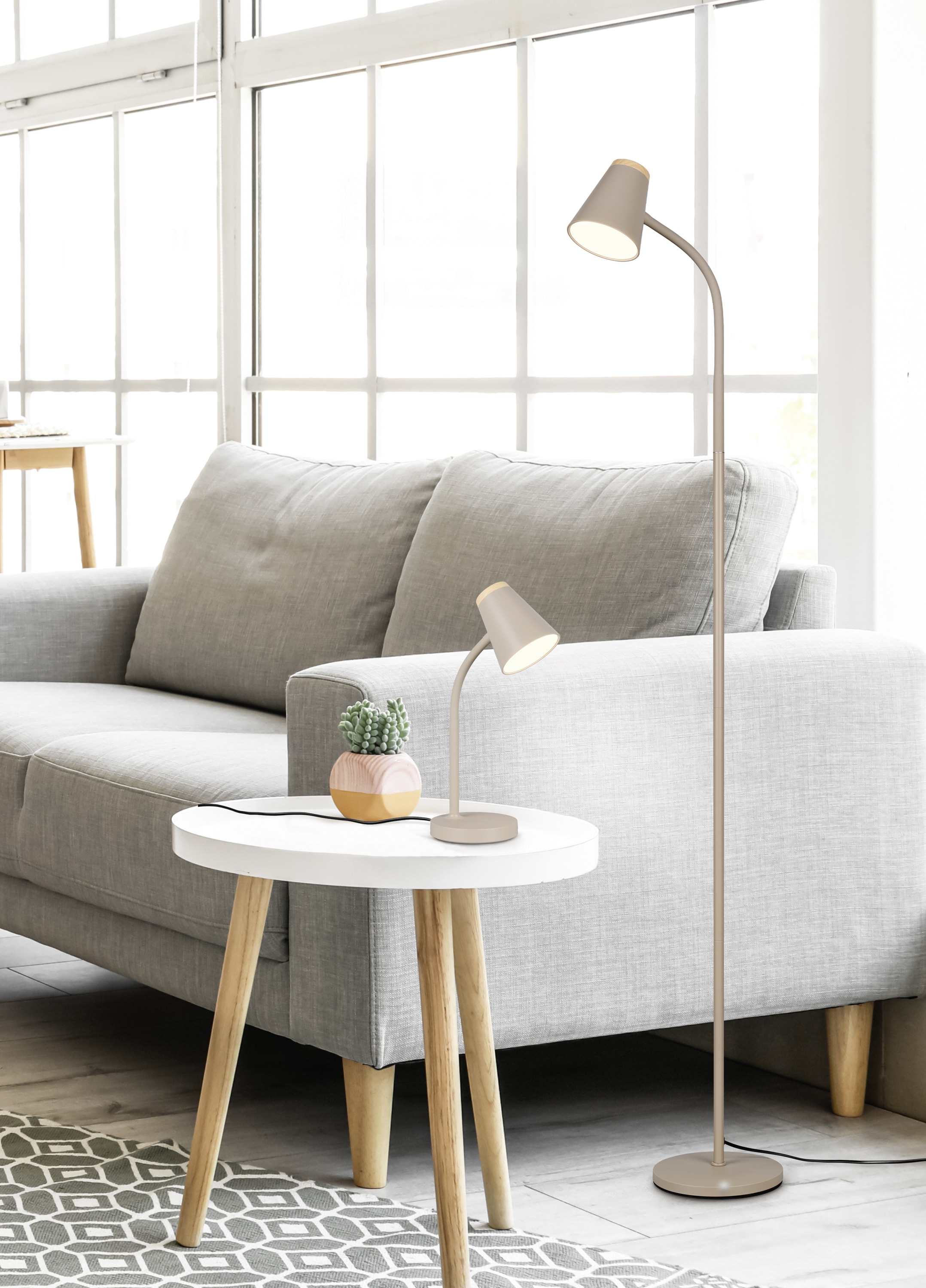 REALITY LED-Tischleuchte PONGO, R55831143, 4,5W, 500lm, 3000K, beige