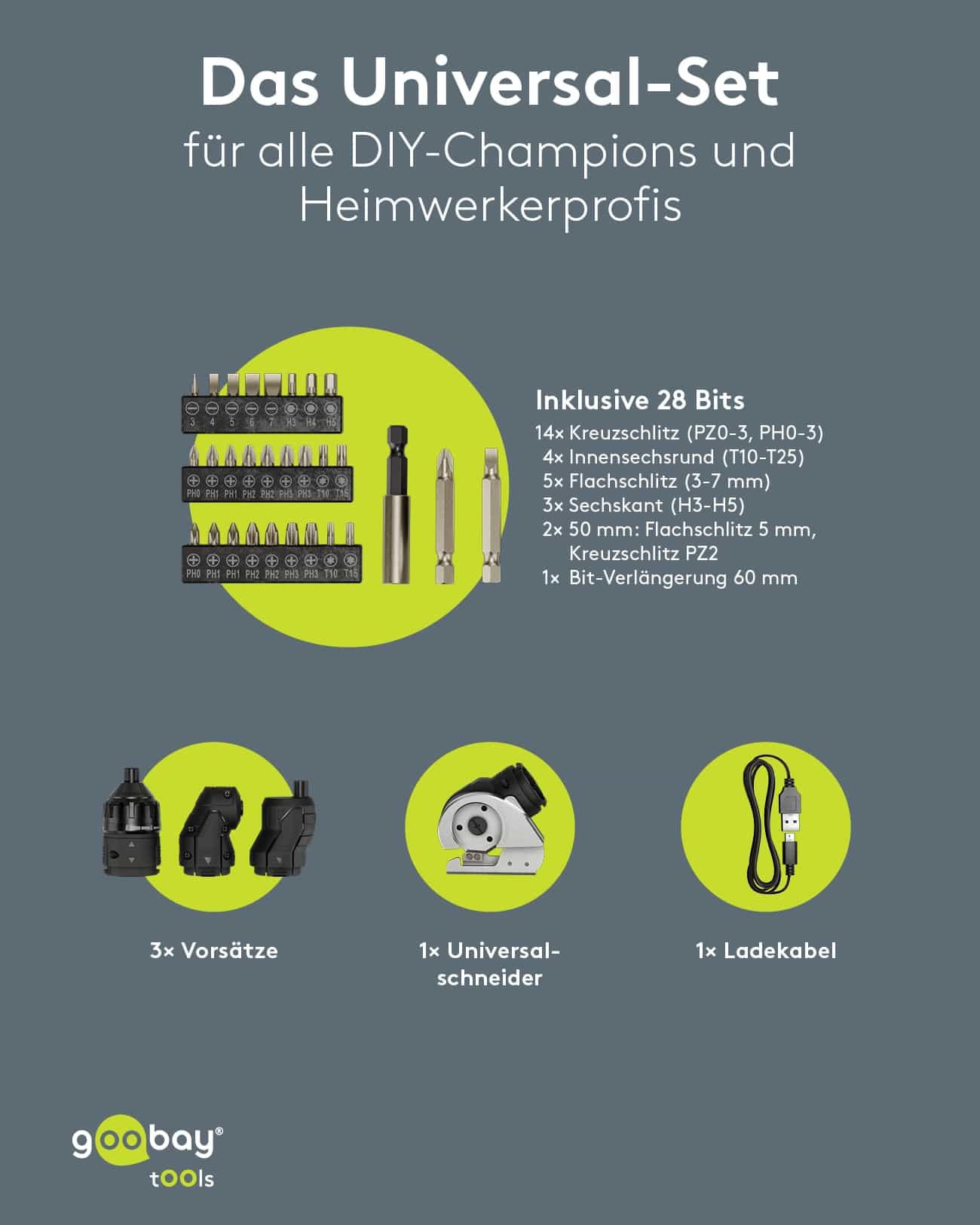 GOOBAY TOOLS 4in1 Mini-Akkuschrauber-Set, 77817, 35-teilig GOOBAY TOOLS 4in1 Mini-Akkuschrauber-Set, 77817, 35-teilig