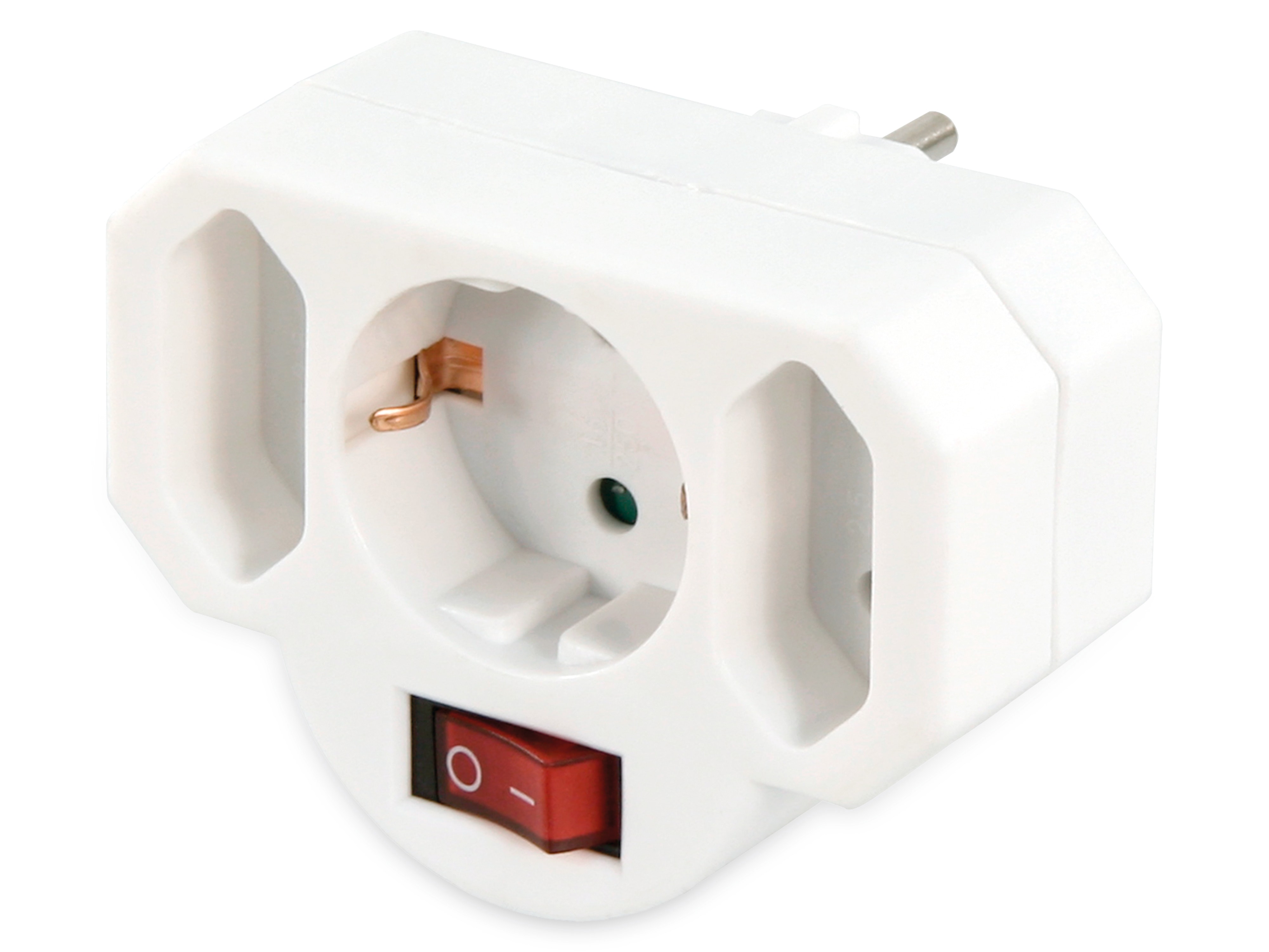 MCPOWER Steckdosenadapter, 2x Euro, 1x Schutzkontakt, mit Schalter MCPOWER Steckdosenadapter, 2x Euro, 1x Schutzkontakt, mit Schalter