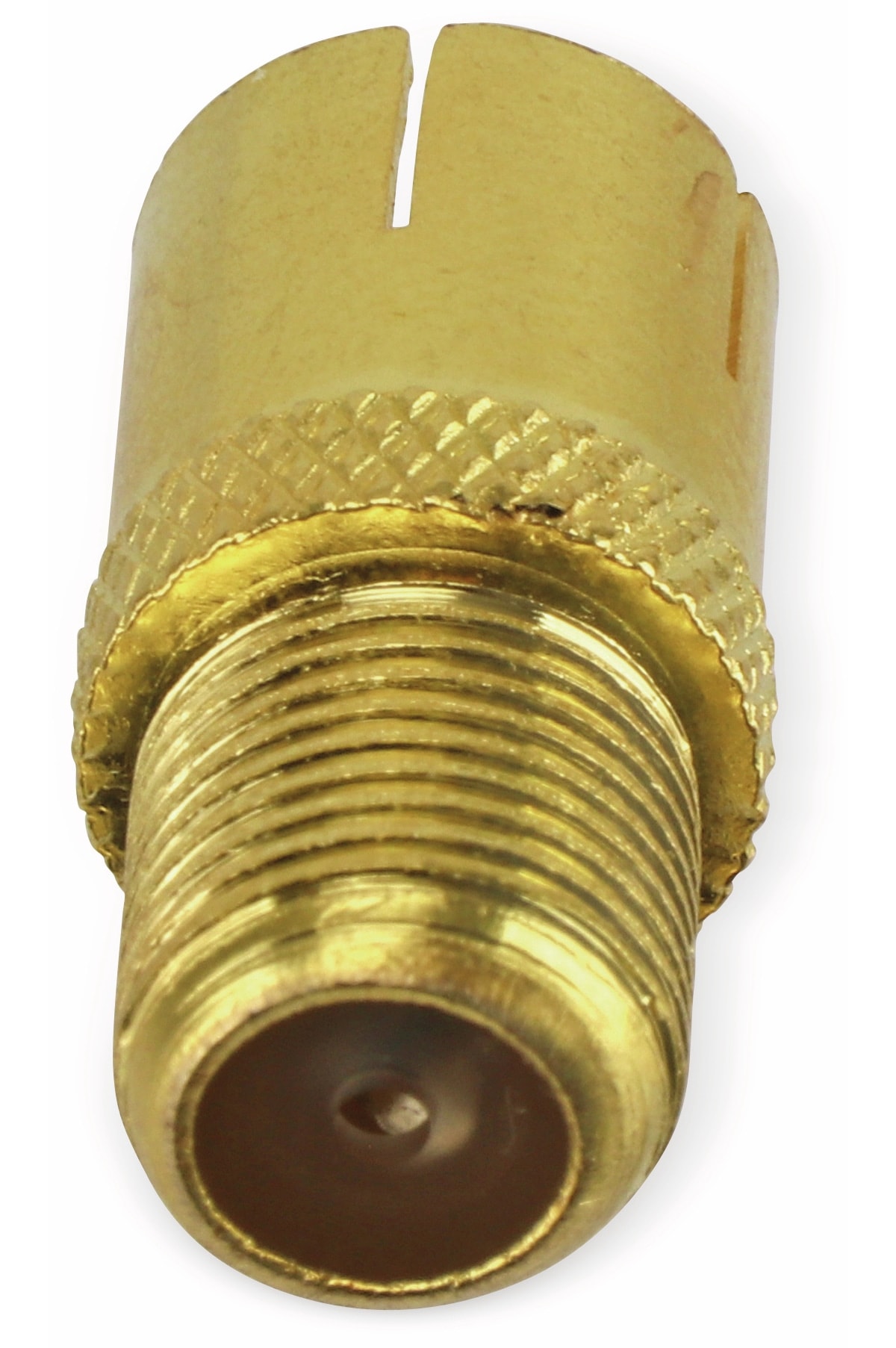 S-IMPULS F-Adapter, Koaxialkupplung/F-Kupplung, vergoldet S-IMPULS F-Adapter, Koaxialkupplung/F-Kupplung, vergoldet