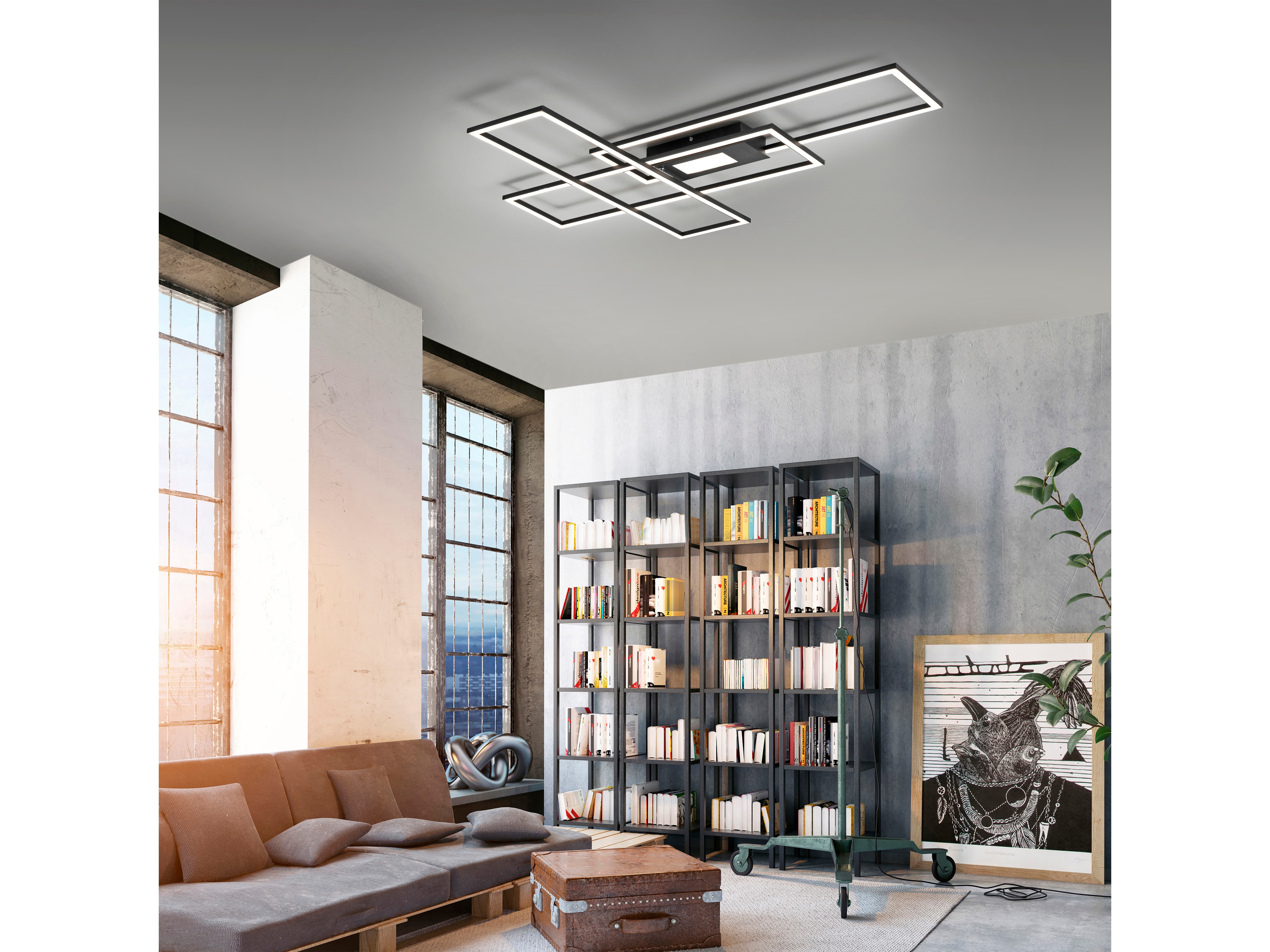 JUST LIGHT LED-Deckenleuchte 14693-18, 45W, 5500lm, schwarz