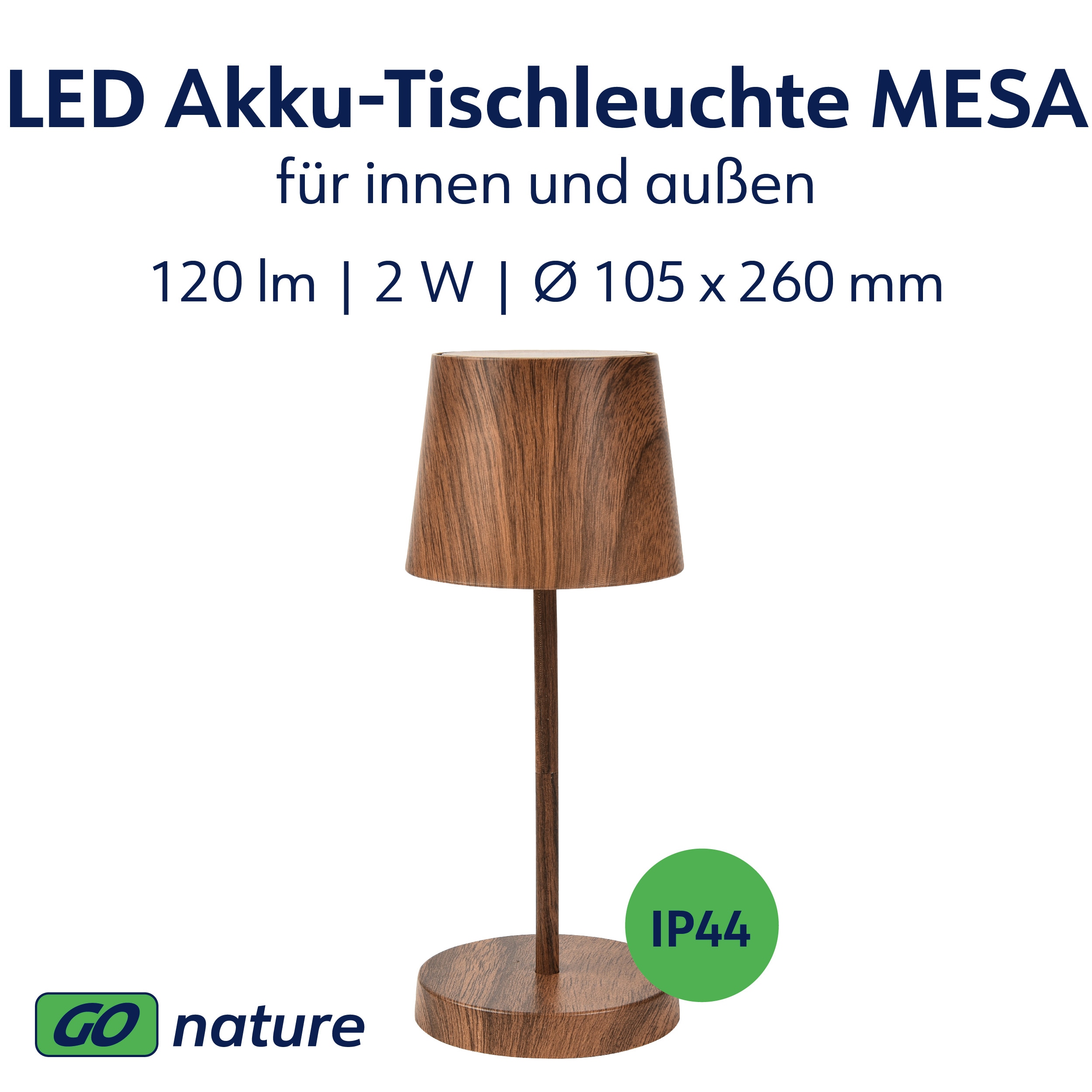 MÜLLER-LICHT LED-Akku-Tischleuchte MESA, 2W, 120lm, 3000K, braun MÜLLER-LICHT LED-Akku-Tischleuchte MESA, 2W, 120lm, 3000K, braun