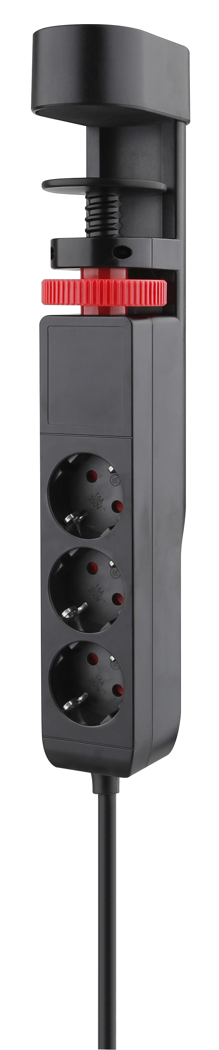 REV Steckdosenleiste mit Tischbefestigung ,3-fach, 2x USB-A, 1x USB-C, schwarz