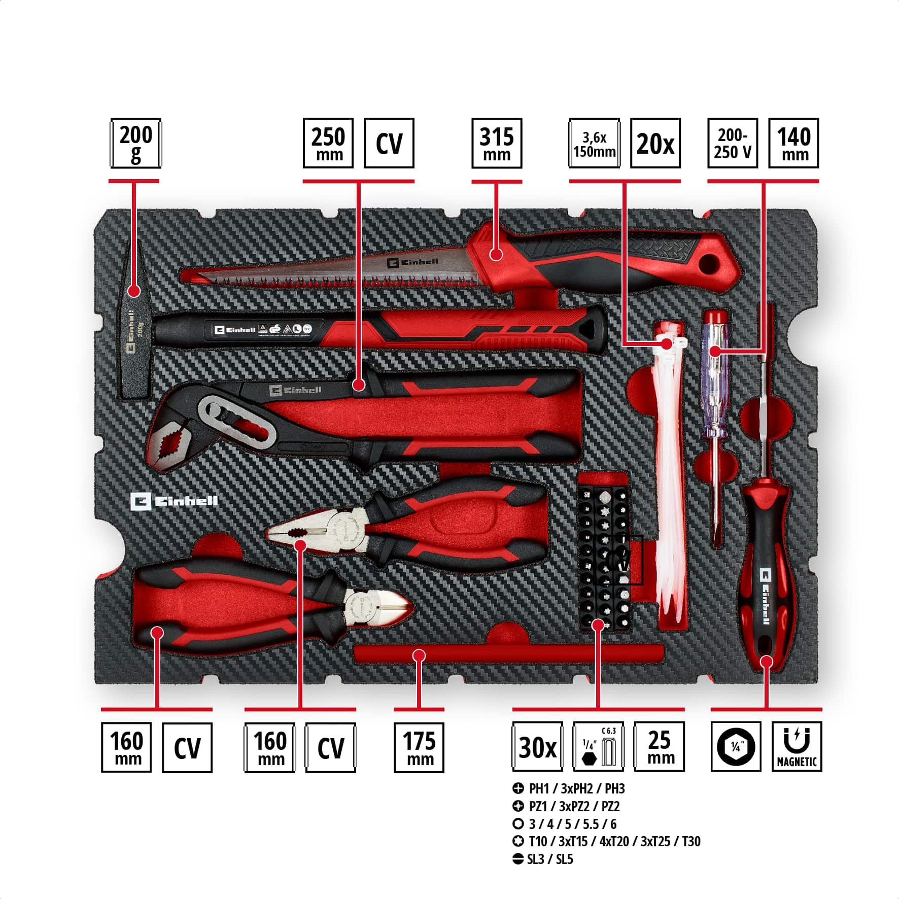 EINHELL Werkzeugkoffer Renovierung, 370517, E-Case, 78-teilig EINHELL Werkzeugkoffer Renovierung, 370517, E-Case, 78-teilig