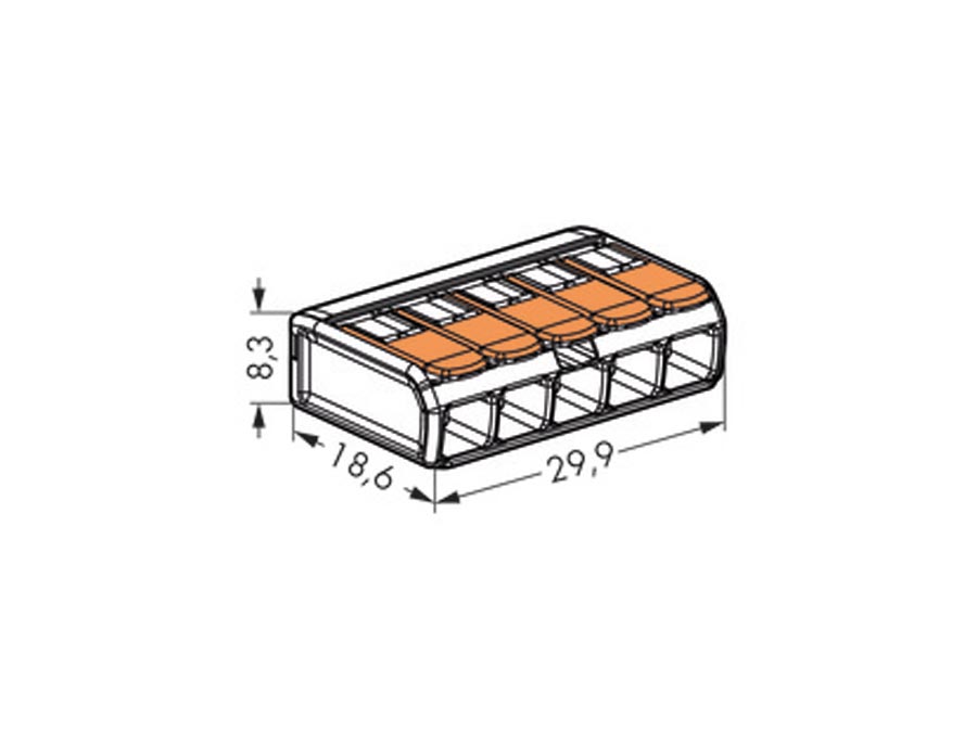 WAGO Steckklemmen 221-415, 5-polig, 0,2...4 mm², 25 Stück WAGO Steckklemmen 221-415, 5-polig, 0,2...4 mm², 25 Stück