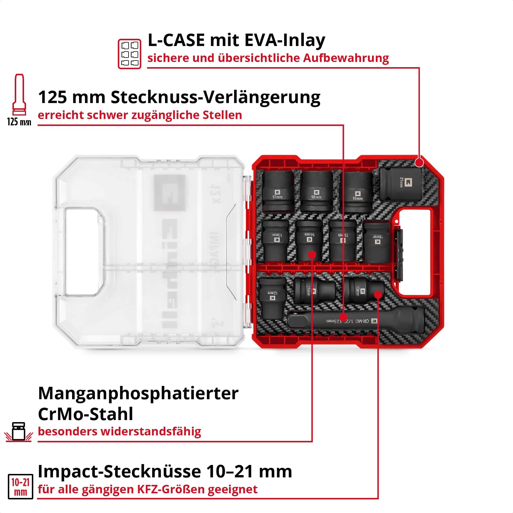 EINHELL Impact Stecknuss-Set, 109283, 12-teilig EINHELL Impact Stecknuss-Set, 109283, 12-teilig