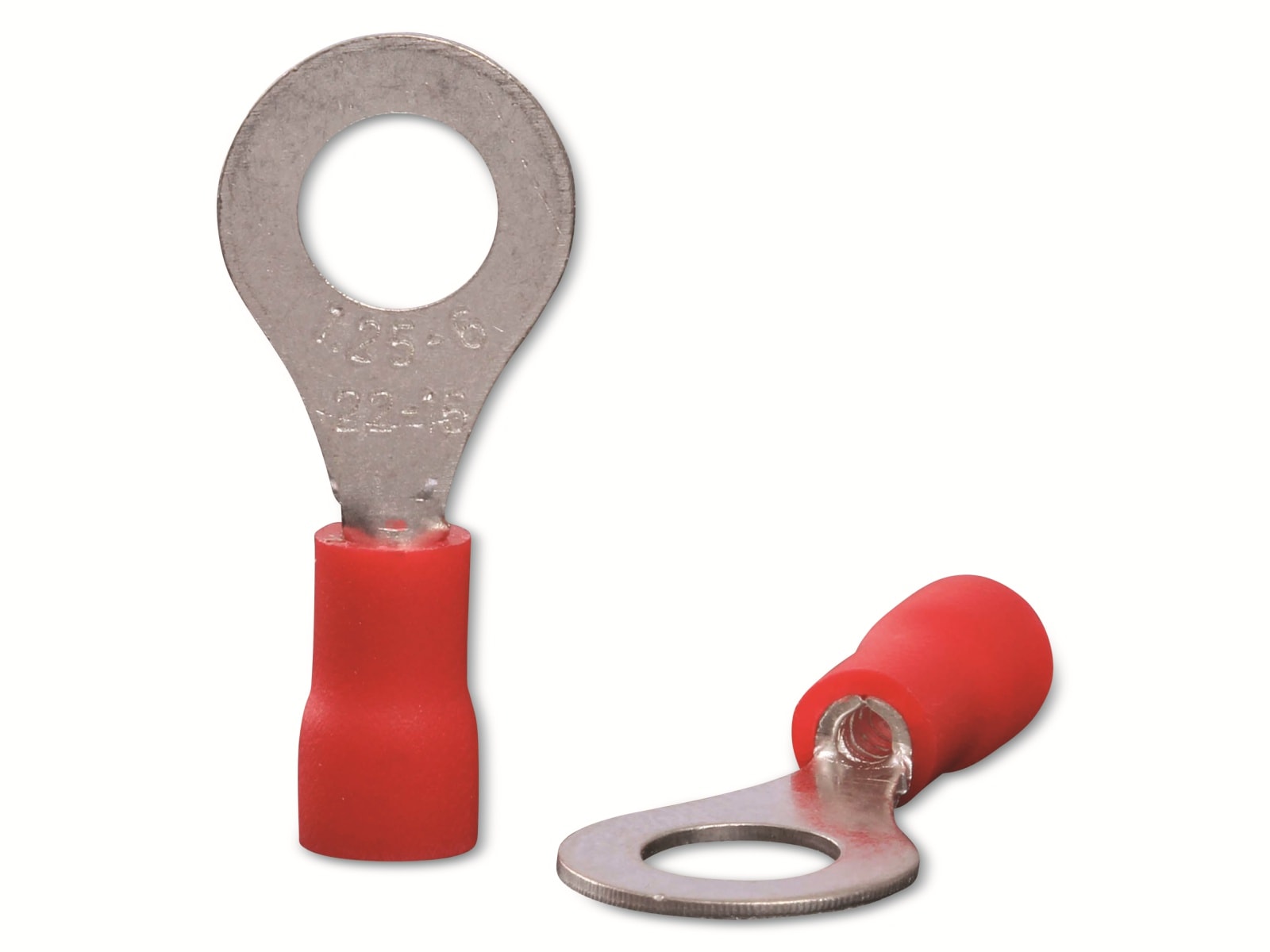 QUADRIOS Ringkabelschuh 22C443, 0,5 - 1,5 mm², rot, Teilisoliert, Loch-Ø 6,5 mm, 100 Stück QUADRIOS Ringkabelschuh, 22C443, 0,5 - 1,5 mm², Rot, Teilisoliert, Loch-Ø 6,5 mm, 100 St.