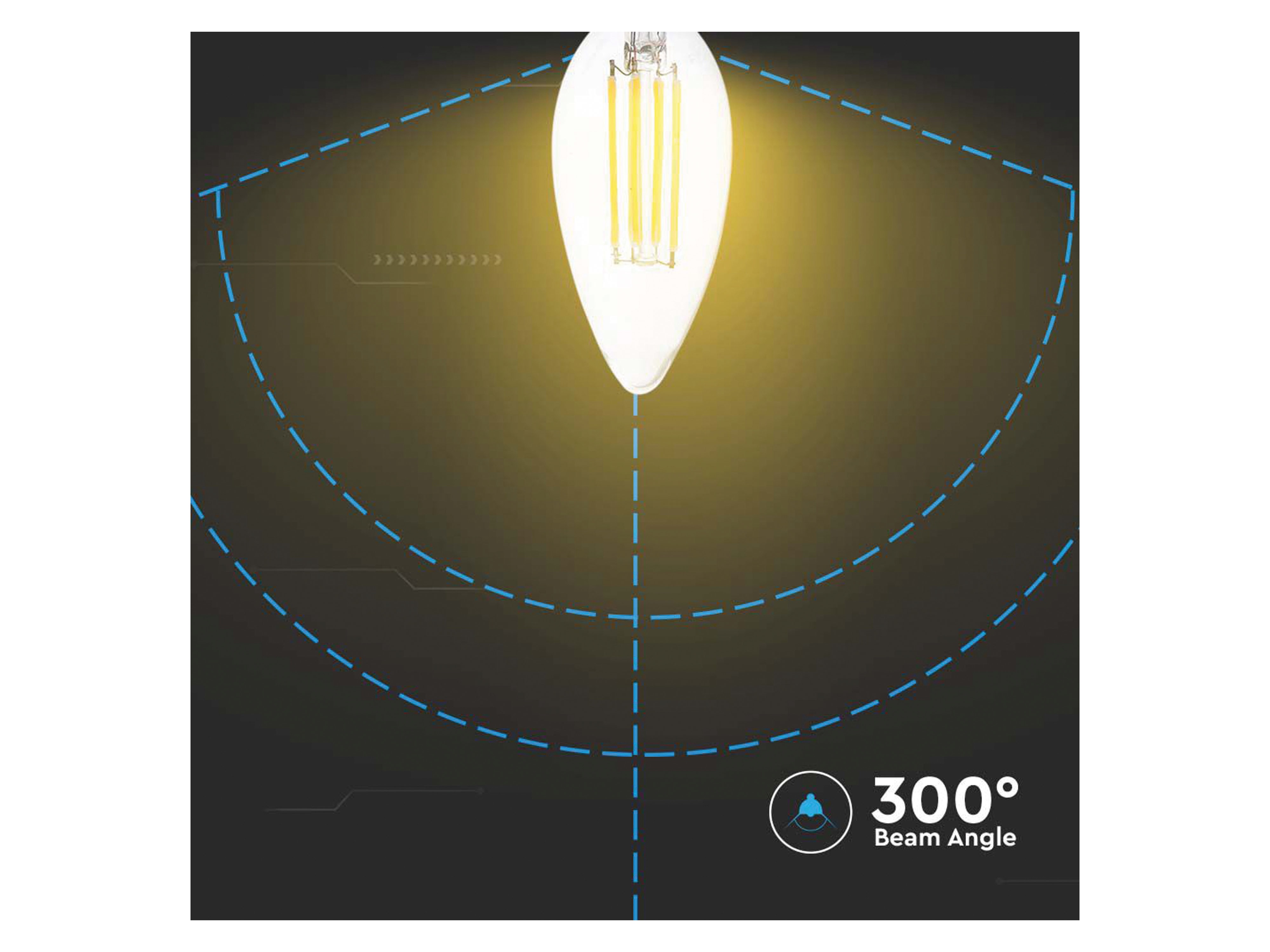 V-TAC LED-Filament-Lampe VT-2127, E14, EEK: F, 6W, 600lm, 3000K V-TAC LED-Filament-Lampe VT-2127, E14, EEK: F, 6W, 600lm, 3000K