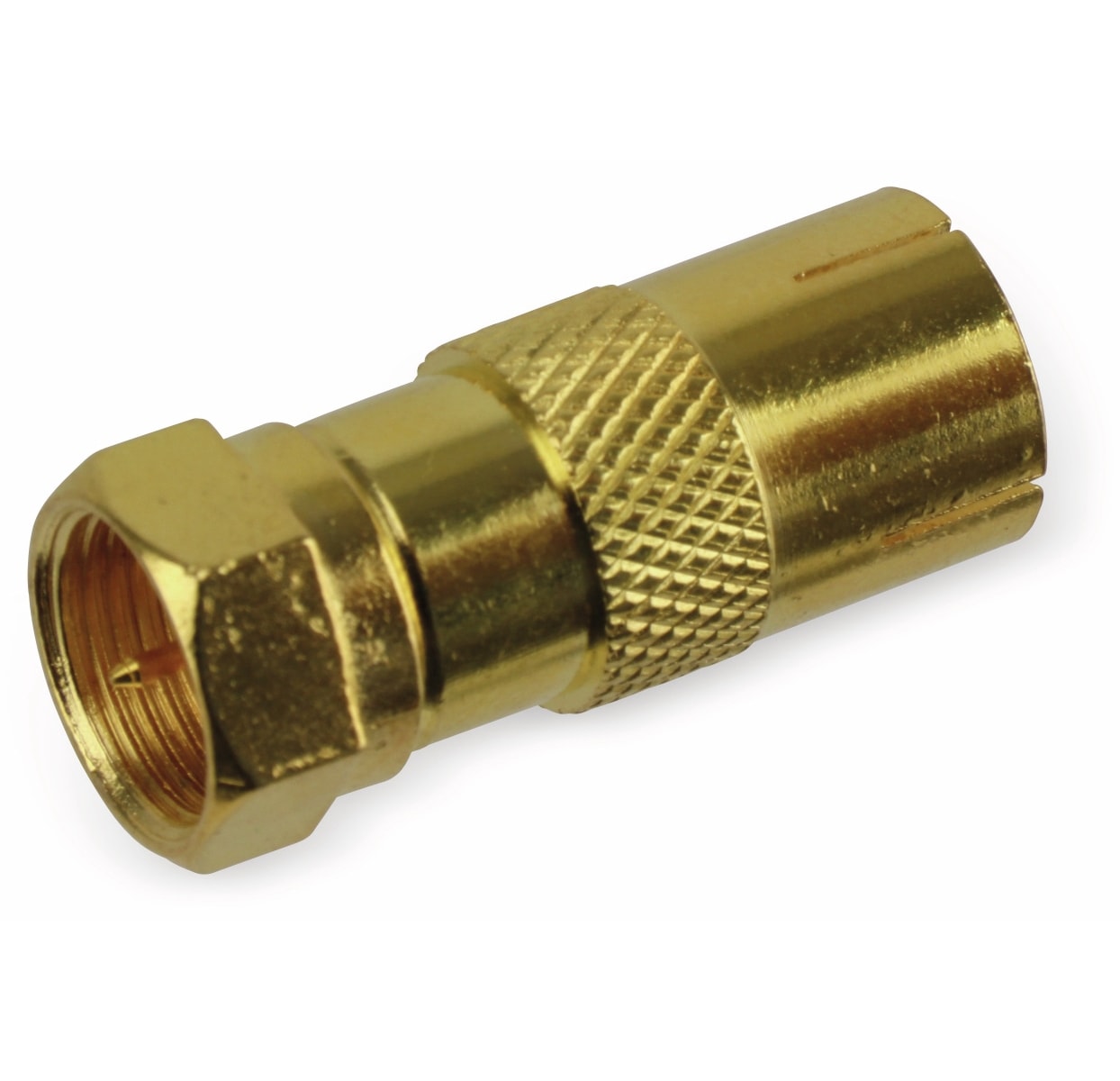 S-IMPULS F-Adapter, F-Stecker/Koaxialkupplung, vergoldet S-IMPULS F-Adapter, F-Stecker/Koaxialkupplung, vergoldet