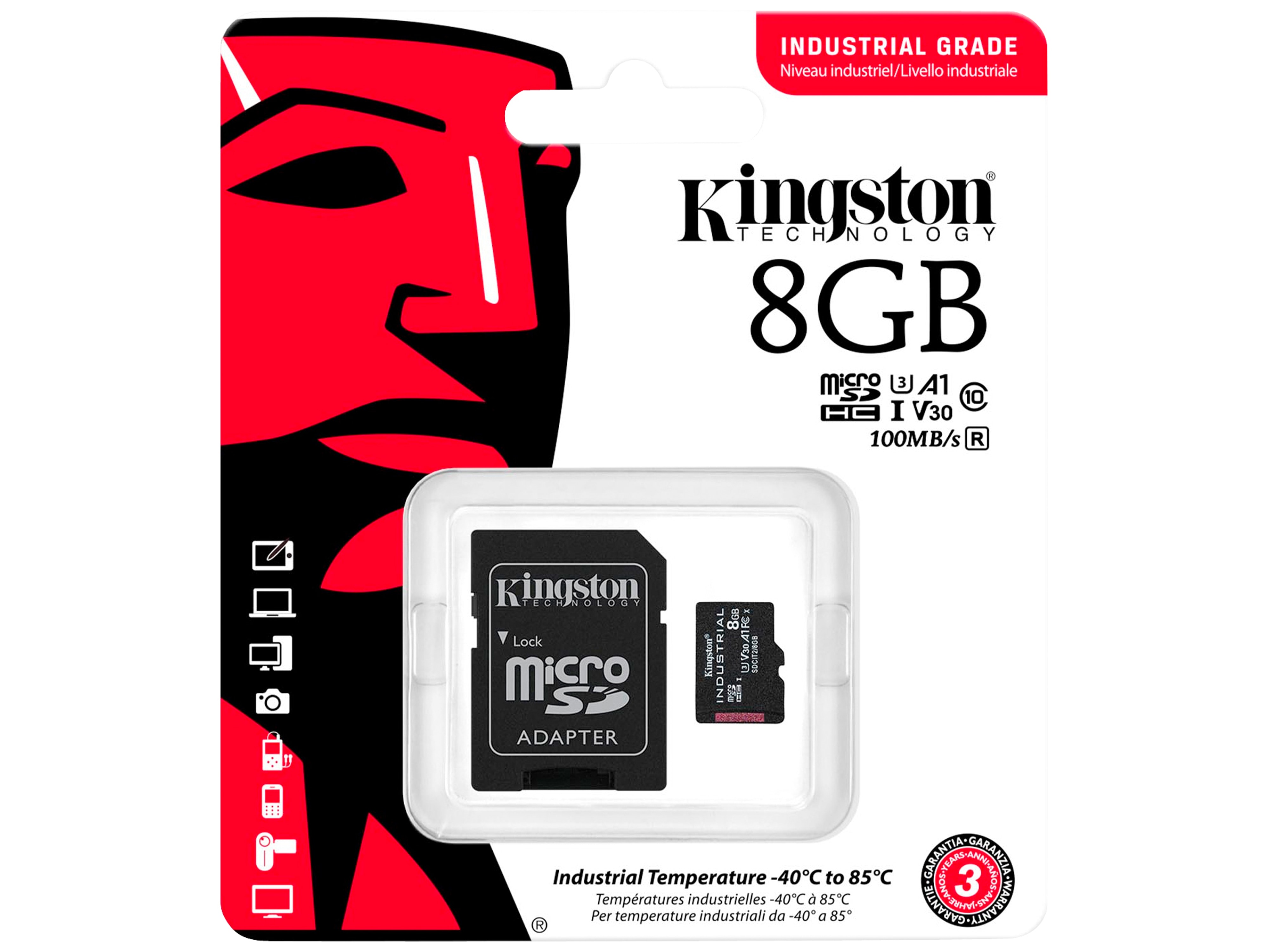 KINGSTON MicroSDHC Karte Industrial 8GB inkl. SD-Adapter KINGSTON MicroSDHC Karte Industrial 8GB