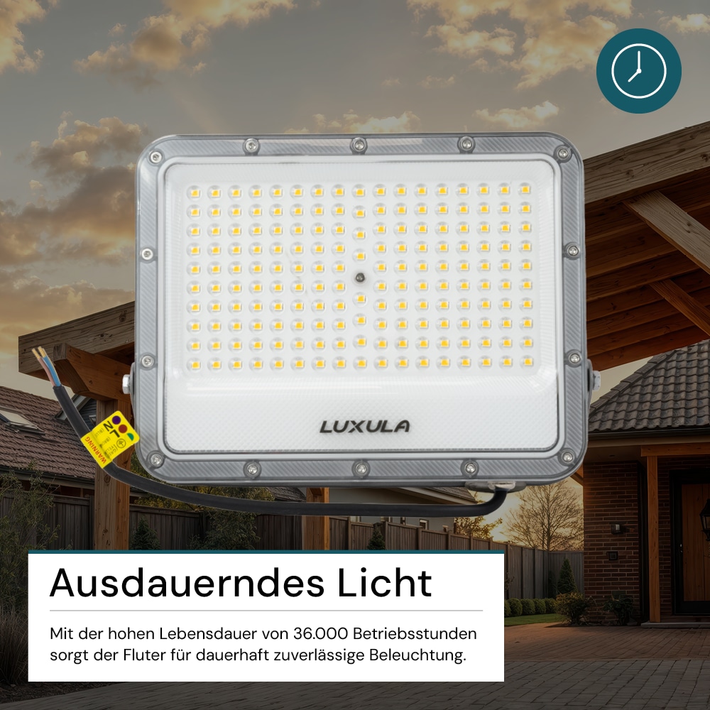 LUXULA LED-Fluter, EEK: E, 100W, 12000lm, 4000K, IP65, grau LUXULA LED-Fluter, EEK: E, 100W, 12000lm, 4000K, IP65, grau