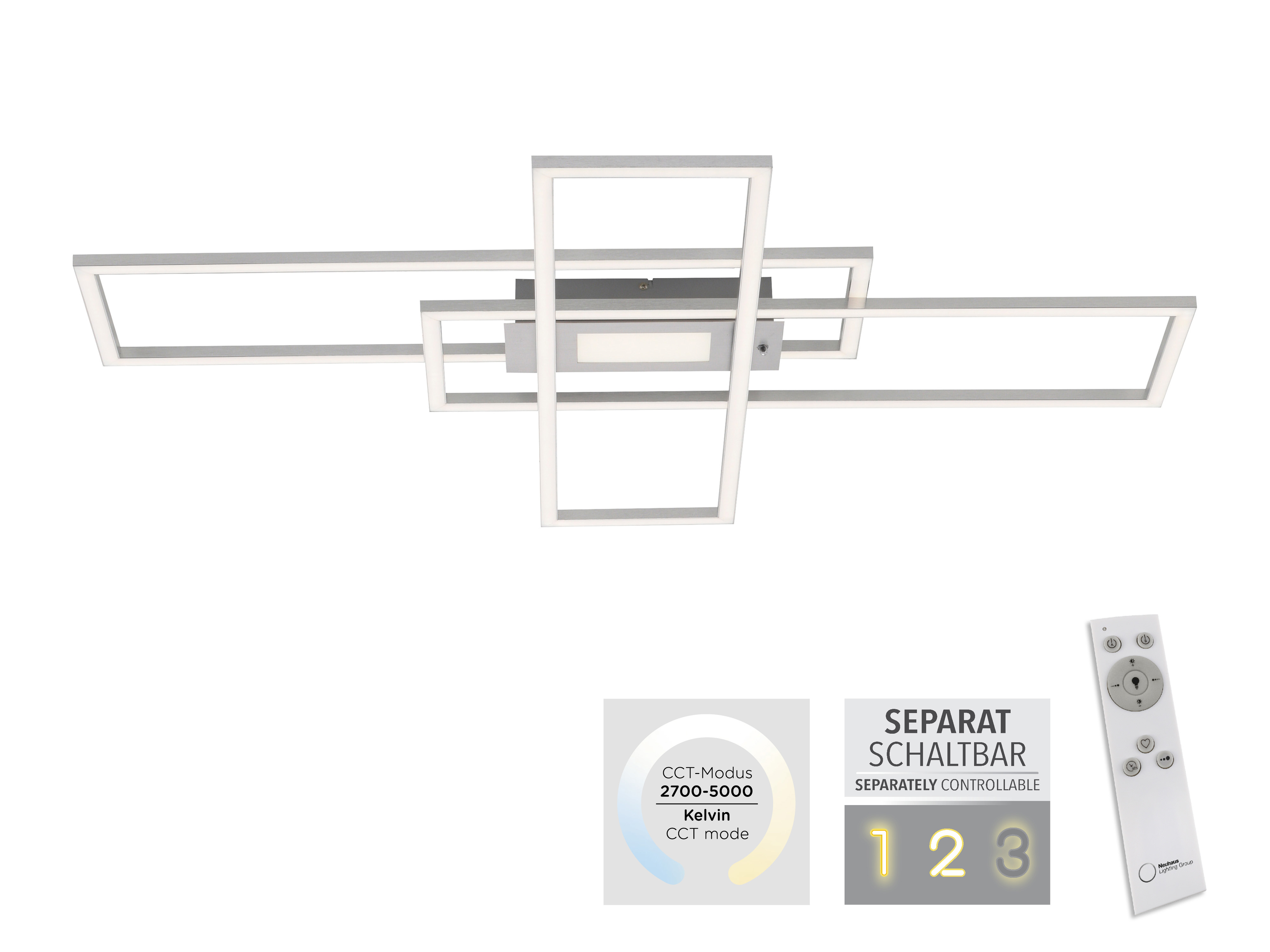 JUST LIGHT LED-Deckenleuchte 14693-55, 45W, 5500lm, silber JUST LIGHT LED-Deckenleuchte 14693-55, 45W, 5500lm, silber