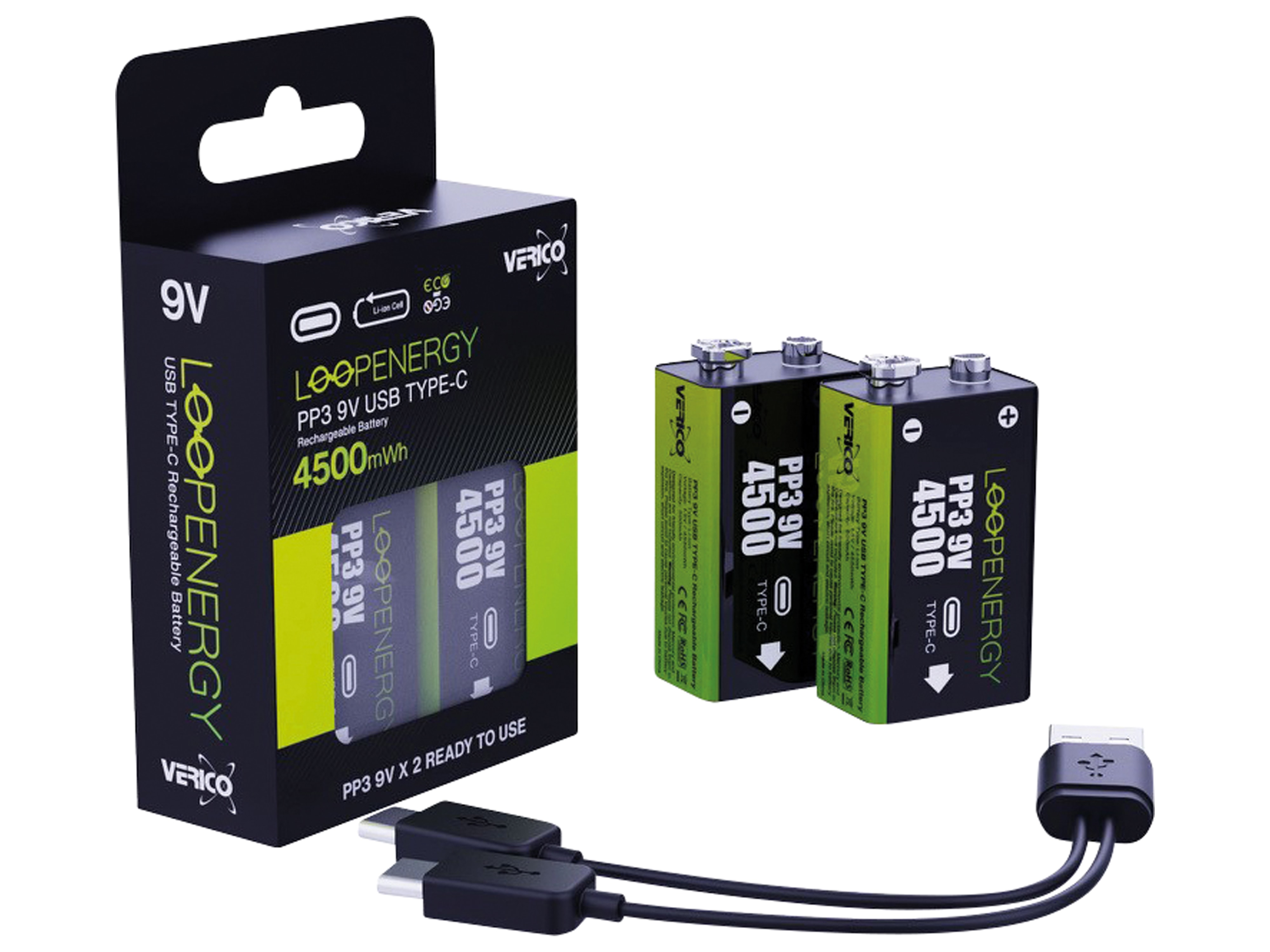 VERICO Li-Ion-Akku LoopEnergy 9 V-Blockakku, 500mAh, 2 Stück VERICO Li-Ion-Akku LoopEnergy 9 V-Blockakku, 500mAh, 2 Stück