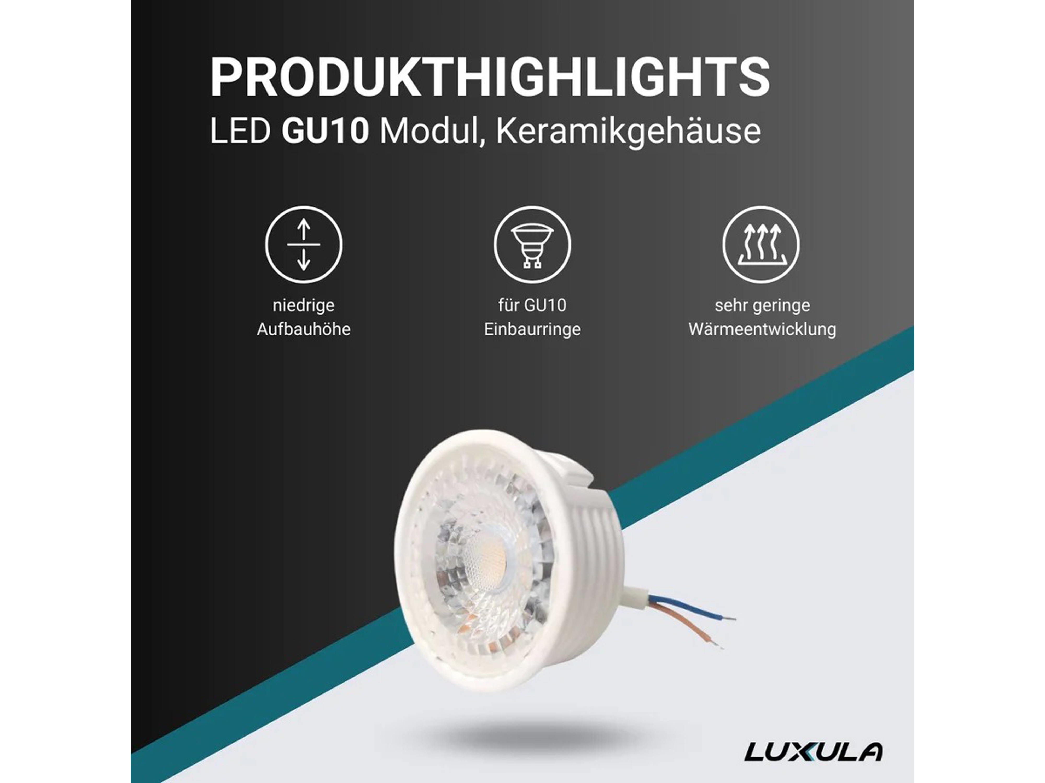 LUXULA LED-Modul, Keramikgehäuse, GU10, EEK: F, 7W, 586lm, 2700K LUXULA LED-Modul, Keramikgehäuse, GU10, EEK: F, 7W, 586lm, 2700K