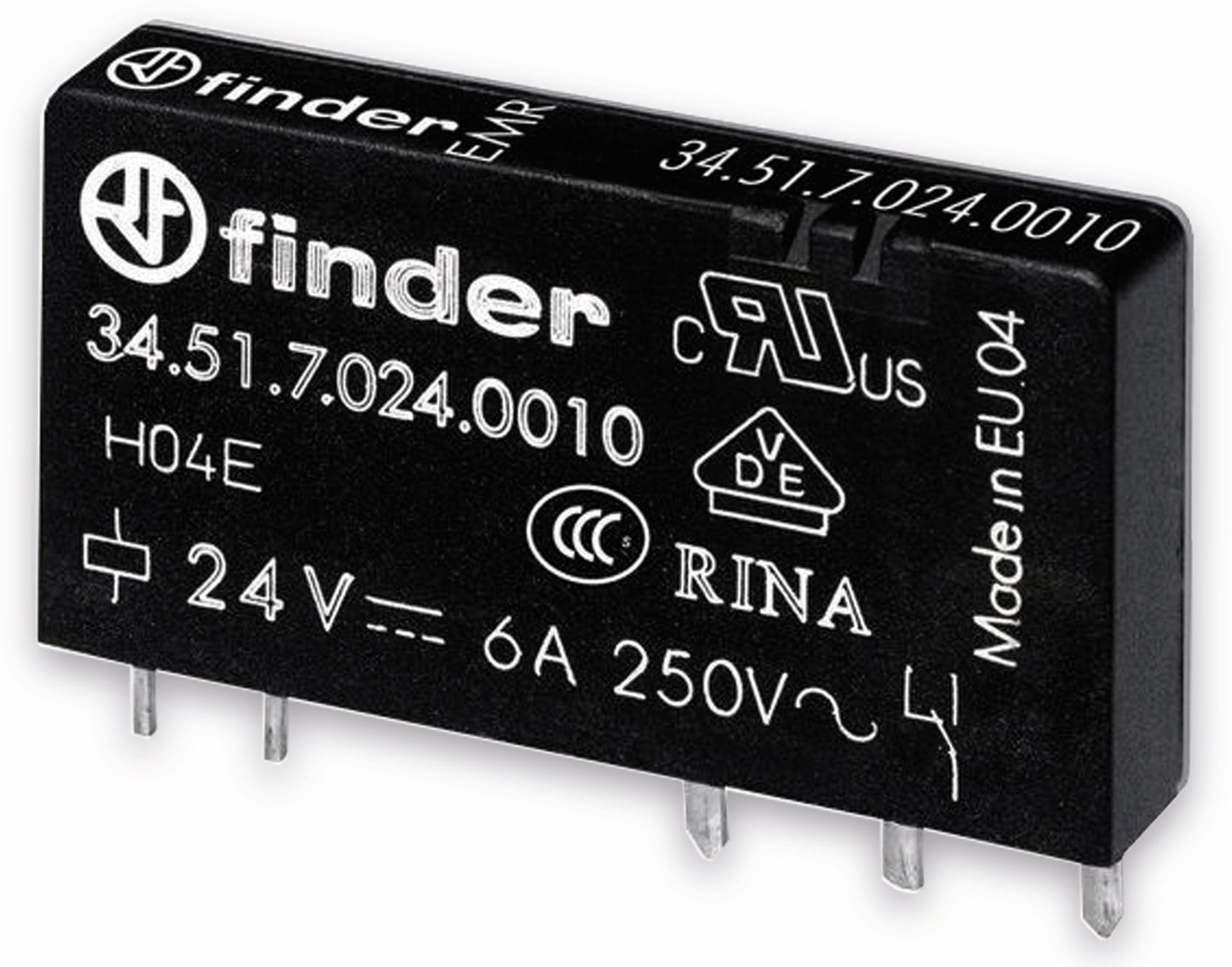 FINDER Relais 34.51.7.024.4010, 24 V-, 1xUM, 6 A FINDER Relais 34.51.7.024.4010, 24 V-, 1xUM, 6 A