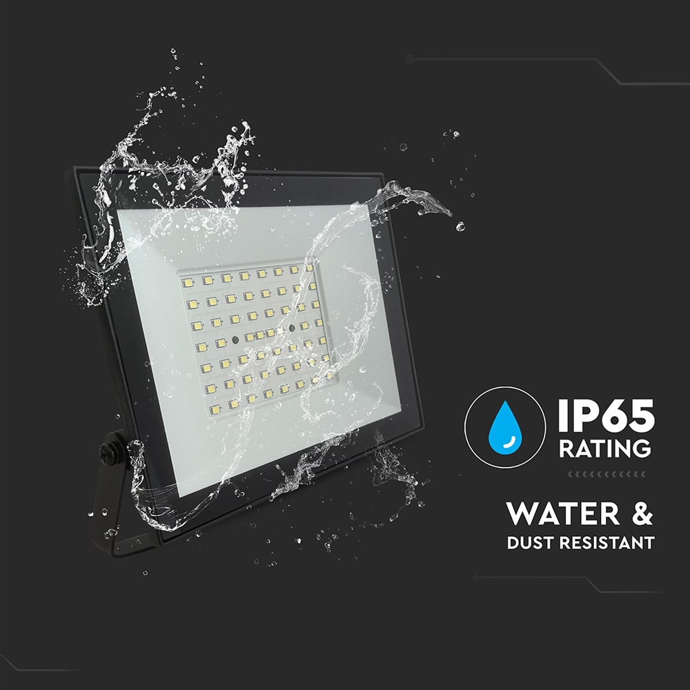 V-TAC LED-Fluter, VT-44054, 50 W, 6500K, EEK: F, 4000 lm, kaltweiß, IP65, schwarz V-TAC LED-Fluter, VT-44054, 50 W, 6500K, EEK: F, 4000 lm, kaltweiß, IP65, schwarz