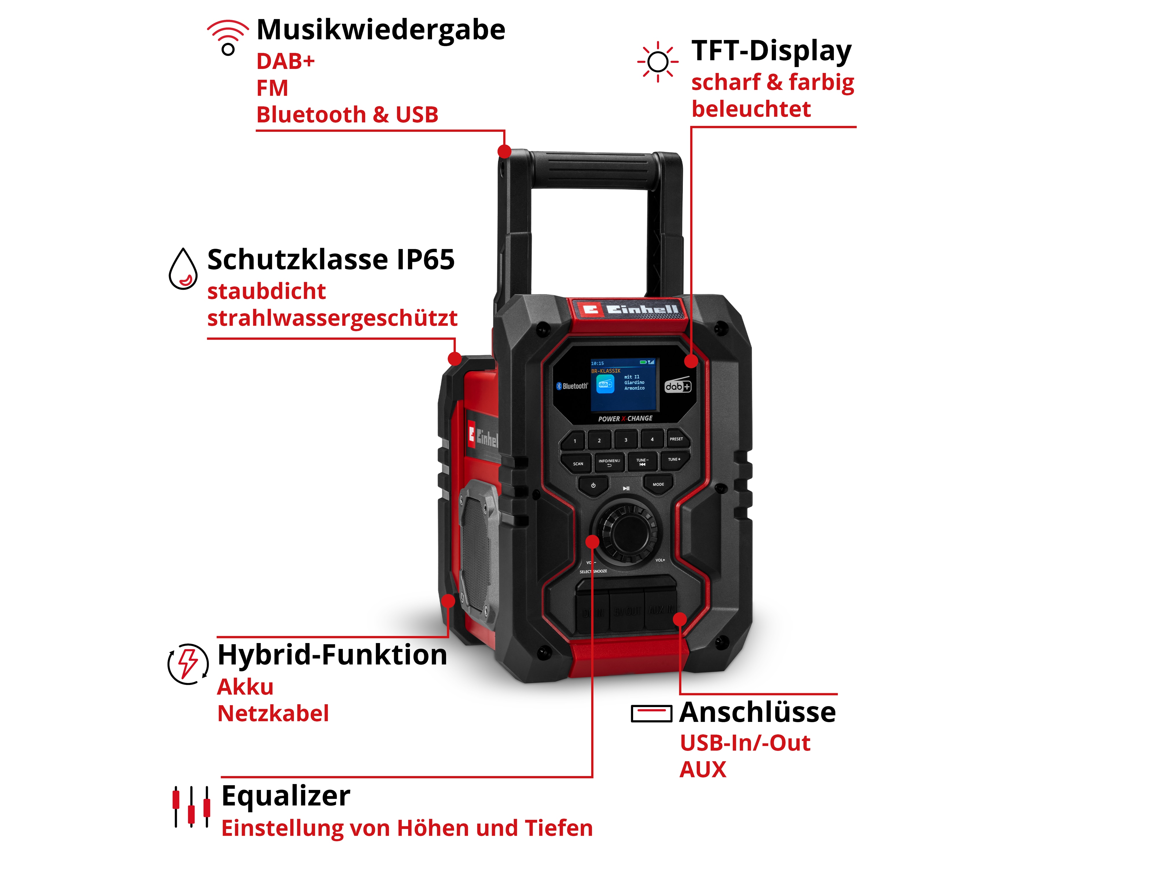 EINHELL Akku-Radio TE-CR 18 Li DAB+/FM/BT, Solo EINHELL Akku-Radio TE-CR 18 Li DAB+/FM/BT, 3407995, Solo