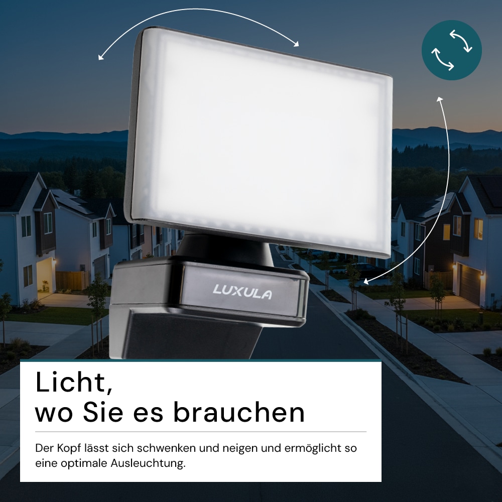 LUXULA LED-Fluter LX400191, 20 W, 2100 lm, 4000 K, schwarz