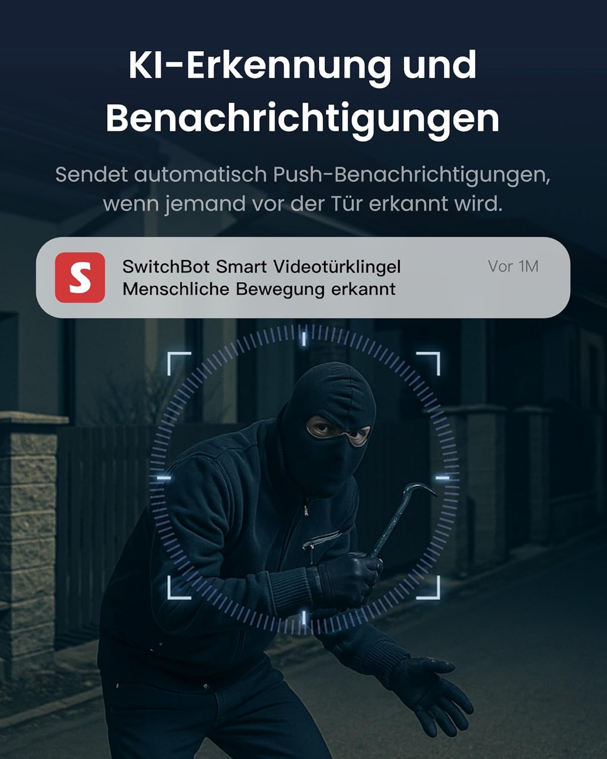 SWITCHBOT Videotürklingel, Monitor, Gegensprechanlage, silber-weiß