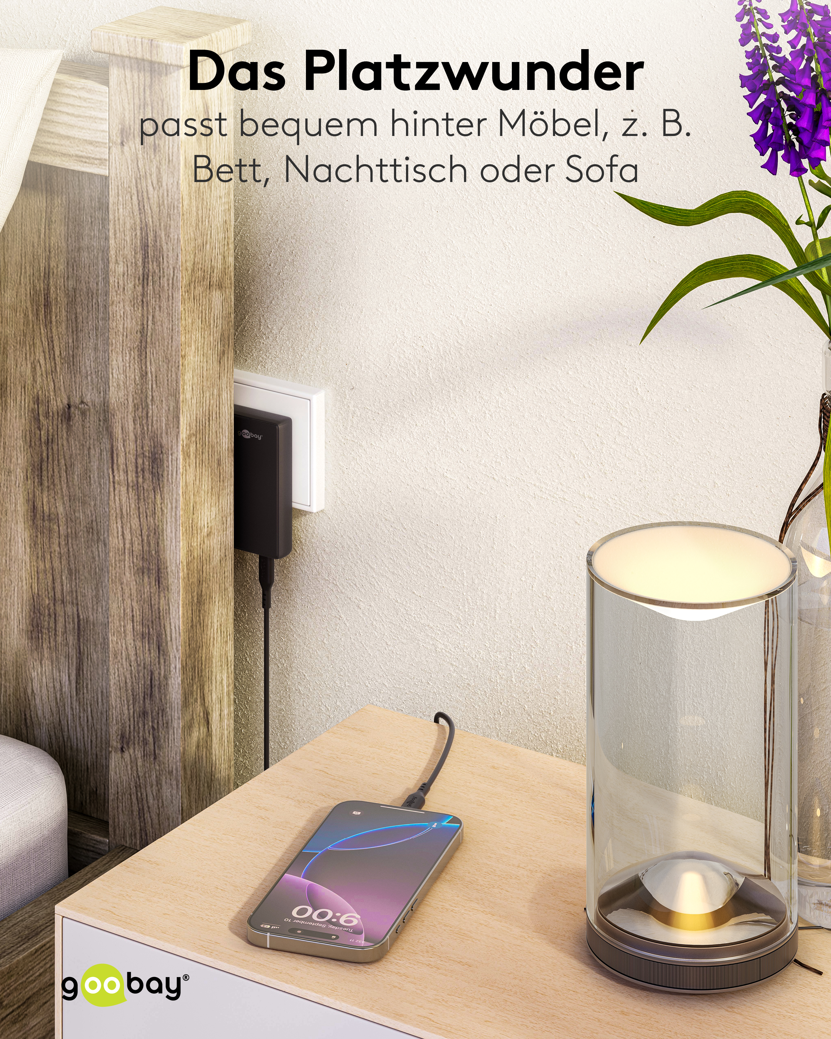 GOOBAY Dual-Schnellladegerät, 45W, 1x USB-C, 1x USB-A, 90° abgewickelt, flach, schwarz GOOBAY Dual-Schnellladegerät, 45W, 1x USB-C, 1x USB-A, 90° abgewickelt, flach, schwarz