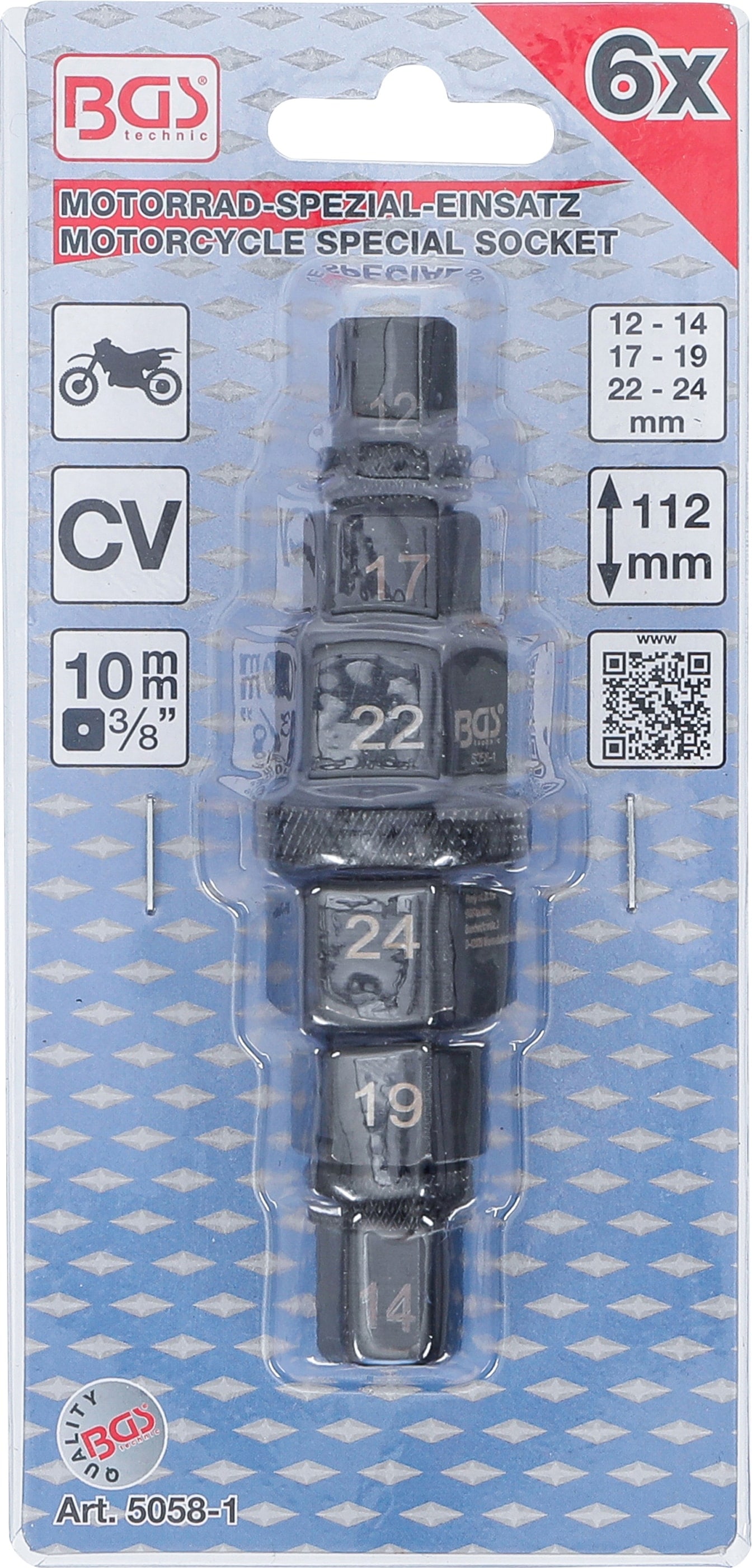 BGS TECHNIC Motorrad-Spezial-Einsatz, 5058-1, 12-24 mm BGS TECHNIC Motorrad-Spezial-Einsatz, 5058-1, 12-24 mm