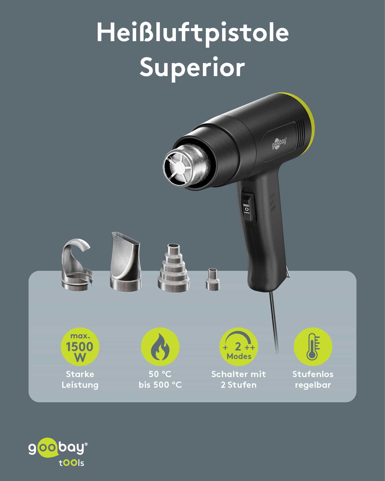 GOOBAY TOOLS Heißluftpistole Superior, 77822, 1500 W GOOBAY TOOLS Heißluftpistole Superior, 77822, 1500 W
