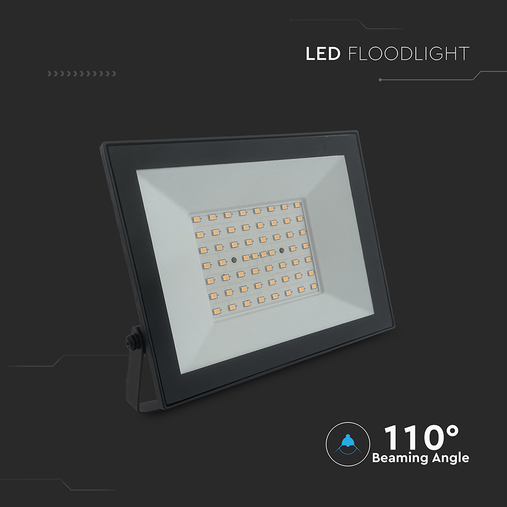 V-TAC LED-Fluter, VT-44054, 50 W, 3000 K, EEK: F, 4000 lm, warmweiß, IP65, schwarz V-TAC LED-Fluter, VT-44054, 50 W, 3000 K, EEK: F, 4000 lm, warmweiß, IP65, schwarz