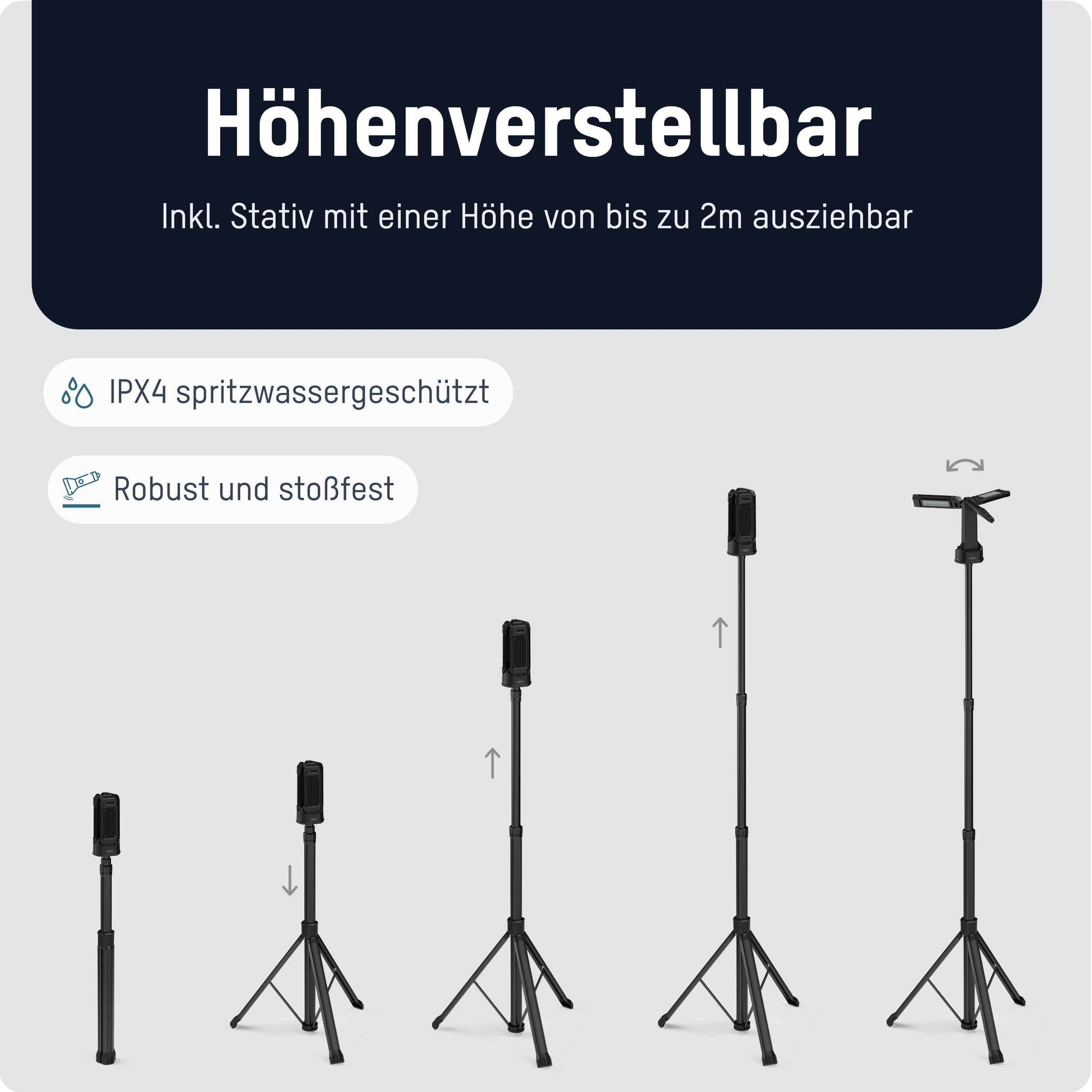 ANSMANN LED-Arbeitsleuchte Triohead, 7000 R, Akkubetrieb, mit Stativ ANSMANN LED-Arbeitsleuchte Triohead, 7000 R, Akkubetrieb, mit Stativ