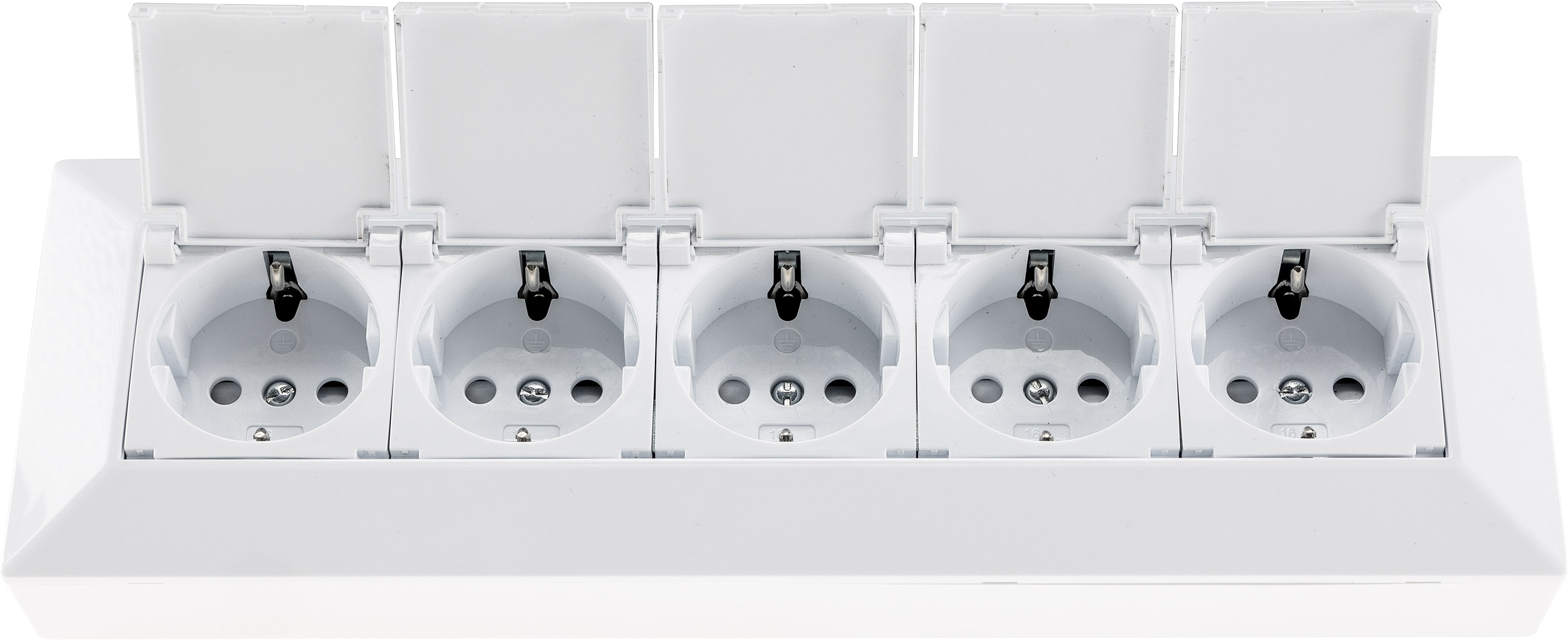 CHILITEC Steckdosenblock 23940, 5-fach, mit Schutzklappen, 250V/16A, weiß CHILITEC Steckdosenblock 23940, 5-fach, mit Schutzklappen, 250V/16A, weiß