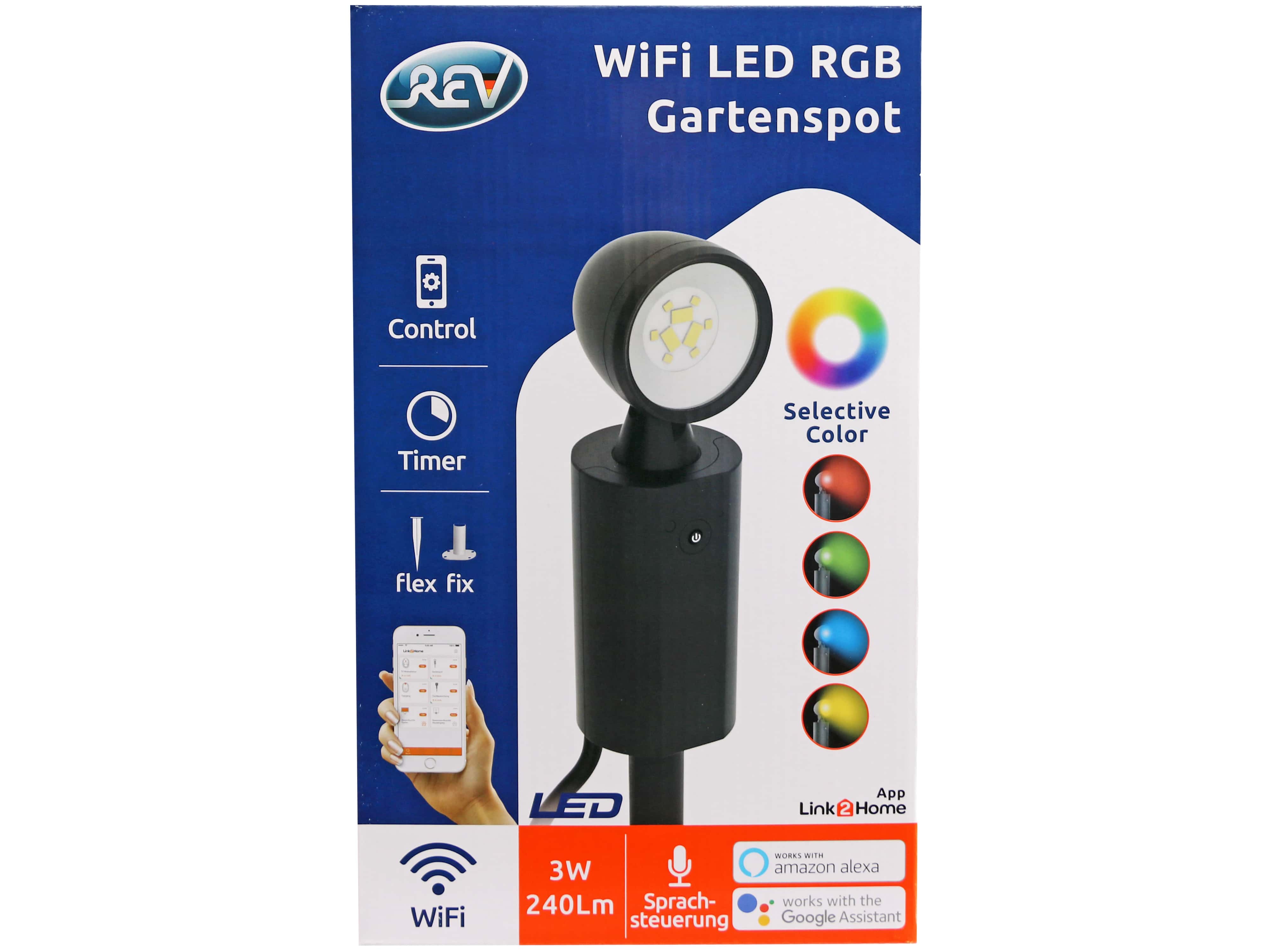 REV, LED-RGB-Gartenspot Link2Home, WIFI LED-RGB-Gartenspot REV Link2Home, WIFI