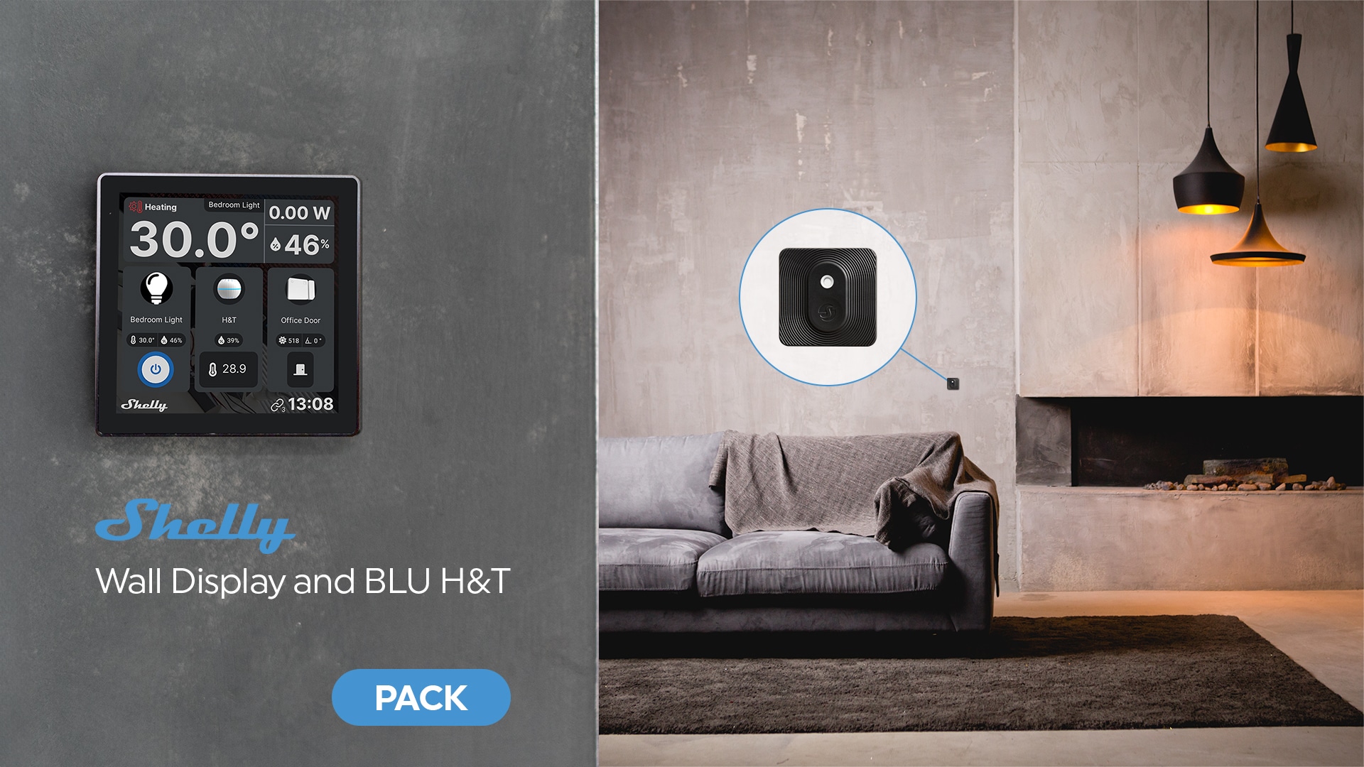 SHELLY Wall Display + BLU H&T schwarz SHELLY Wall Display + BLU H&T schwarz