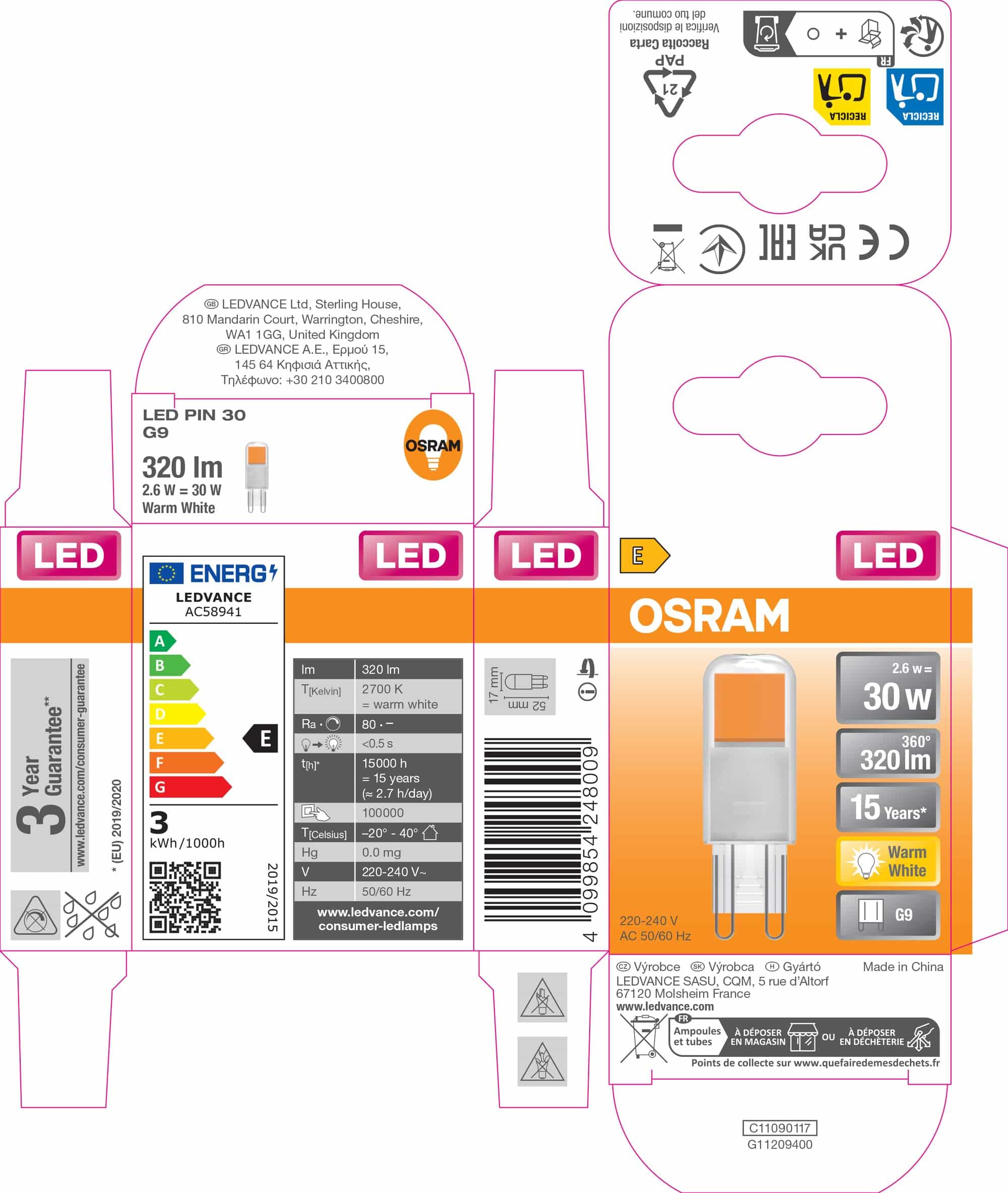 OSRAM LED-Stiftsockellampe PIN30, G9, EEK: E, 2,6W, 320lm, 2700K OSRAM LED-Stiftsockellampe PIN30, G9, EEK: E, 2,6W, 320lm, 2700K