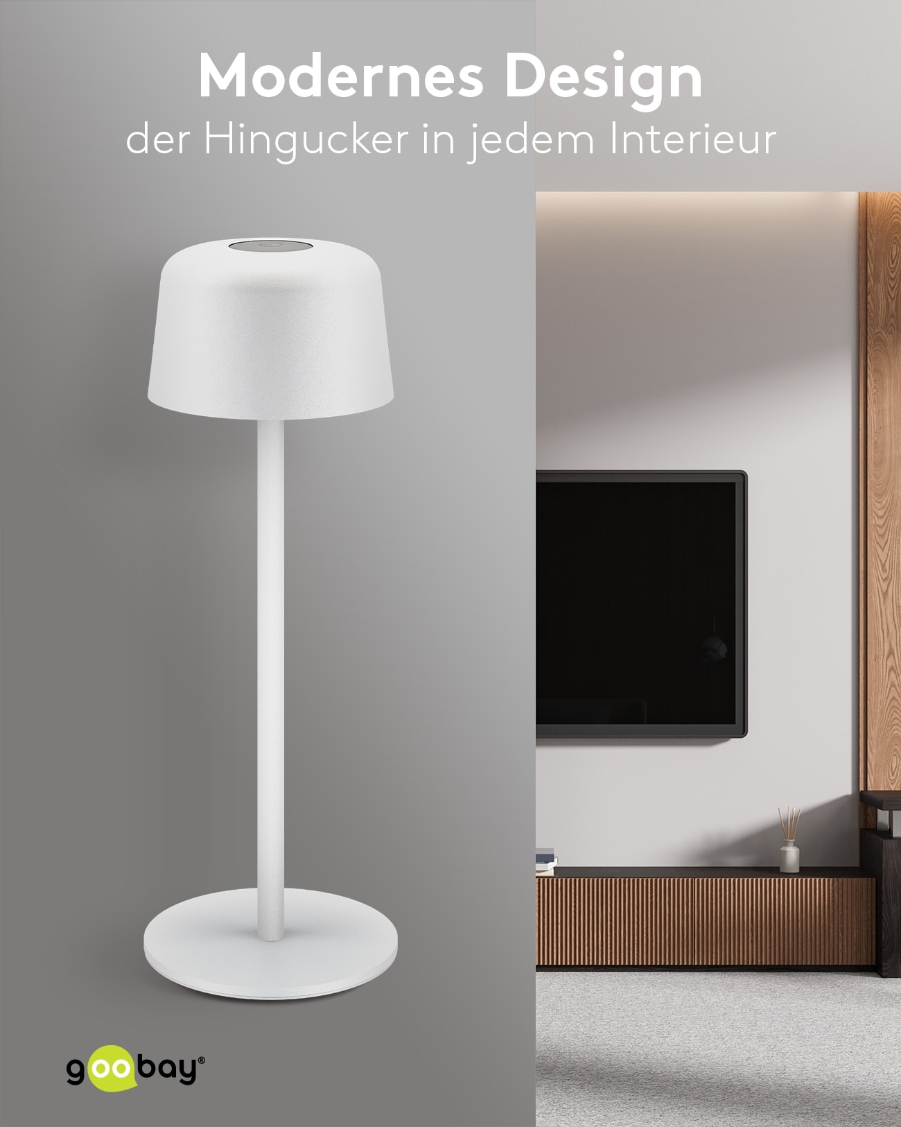 GOOBAY LED-Tischleuchte 77676, 2W, 3000 K, 150 lm, warmweiß, IP44, weiß GOOBAY LED-Tischleuchte 77676, 2W, 3000 K, 150 lm, warmweiß, IP44, weiß