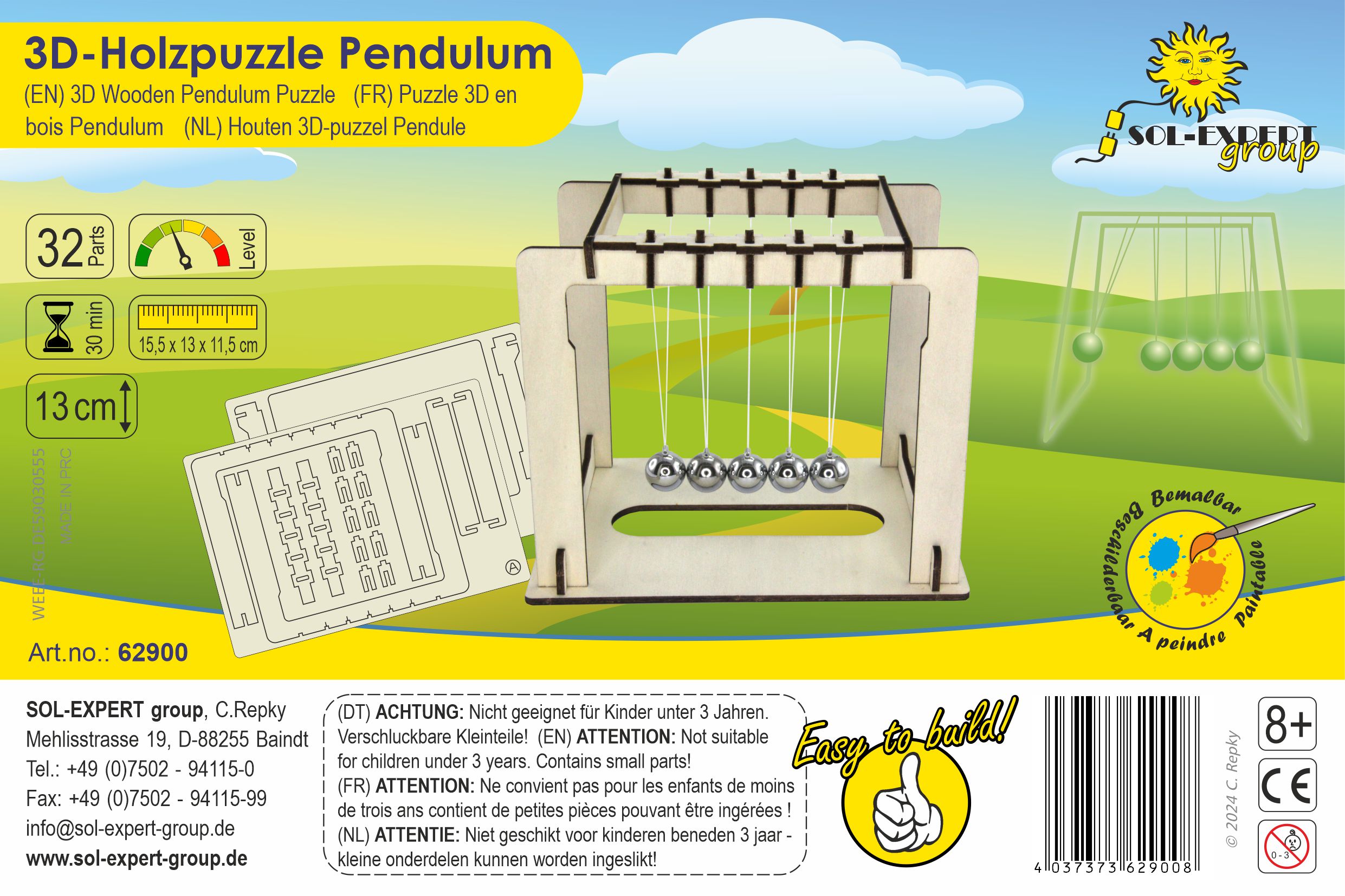 SOL-EXPERT Funktionsmodell Pendulum mit 5 Metallkugeln SOL-EXPERT Funktionsmodell Pendulum mit 5 Metallkugeln