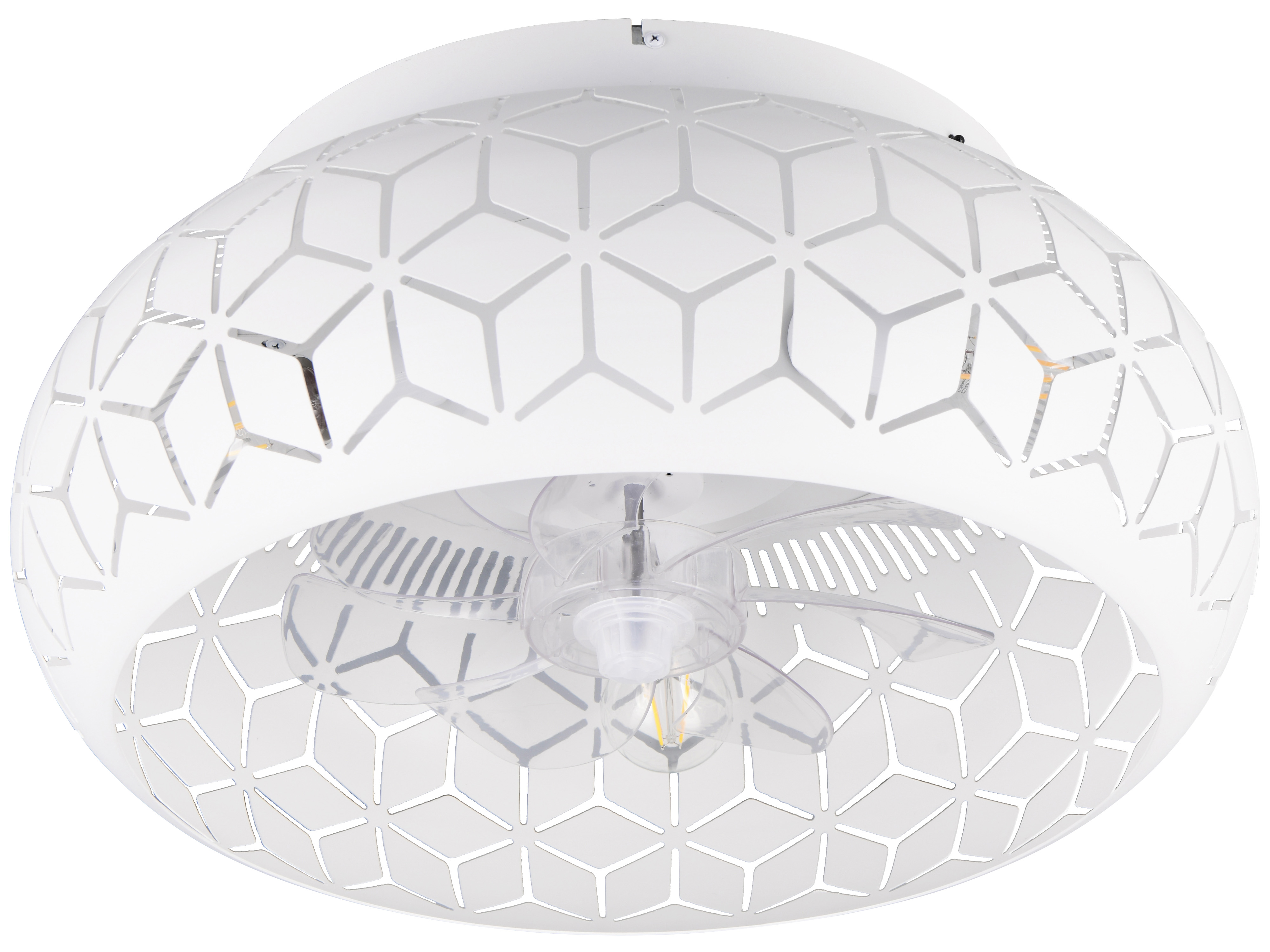 REALITY Deckenleuchte mit Ventilator Bidar R61574031, für 3 x E27 max. 10 Watt, IP20, weiß