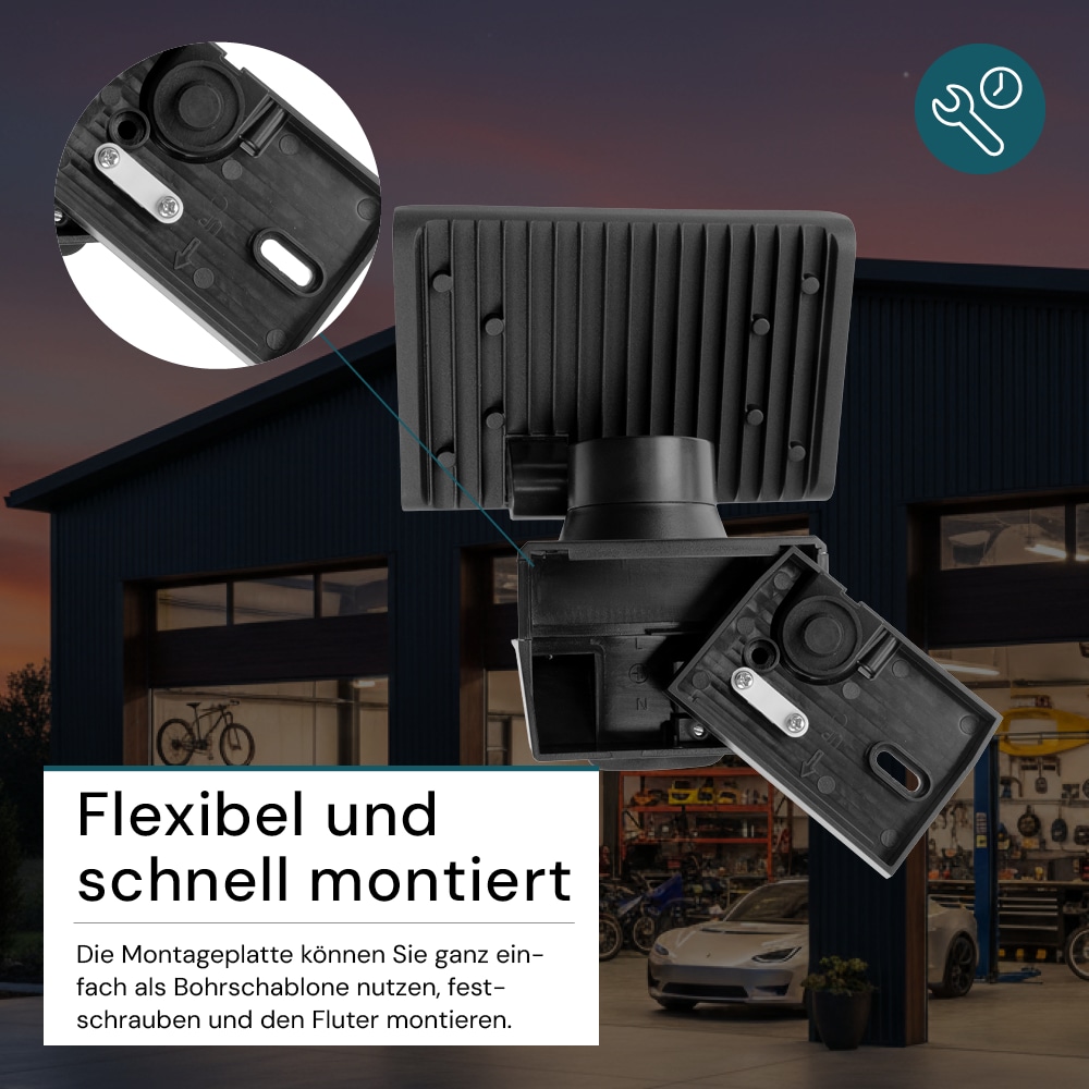 LUXULA LED-Fluter LX400193, mit BM, 20 W, 2100 lm, 4000 K, schwarz