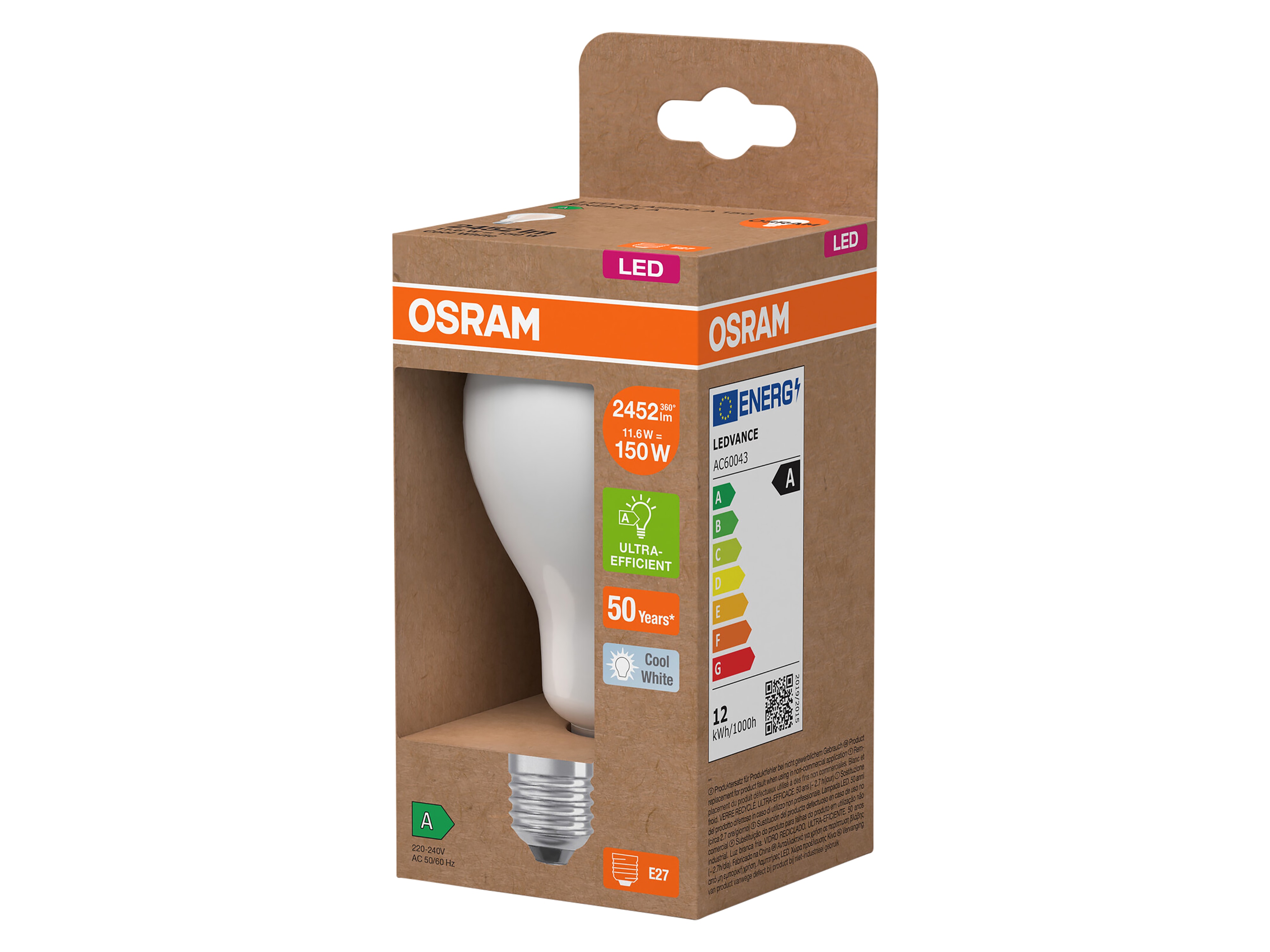OSRAM LED-Lampe in Kolbenform, E27, 11,6W, 4000K, EEK: A, 2452lm, neutralweiß OSRAM LED-Lampe in Kolbenform, E27, 11,6W, 4000K, EEK: A, 2452lm, neutralweiß