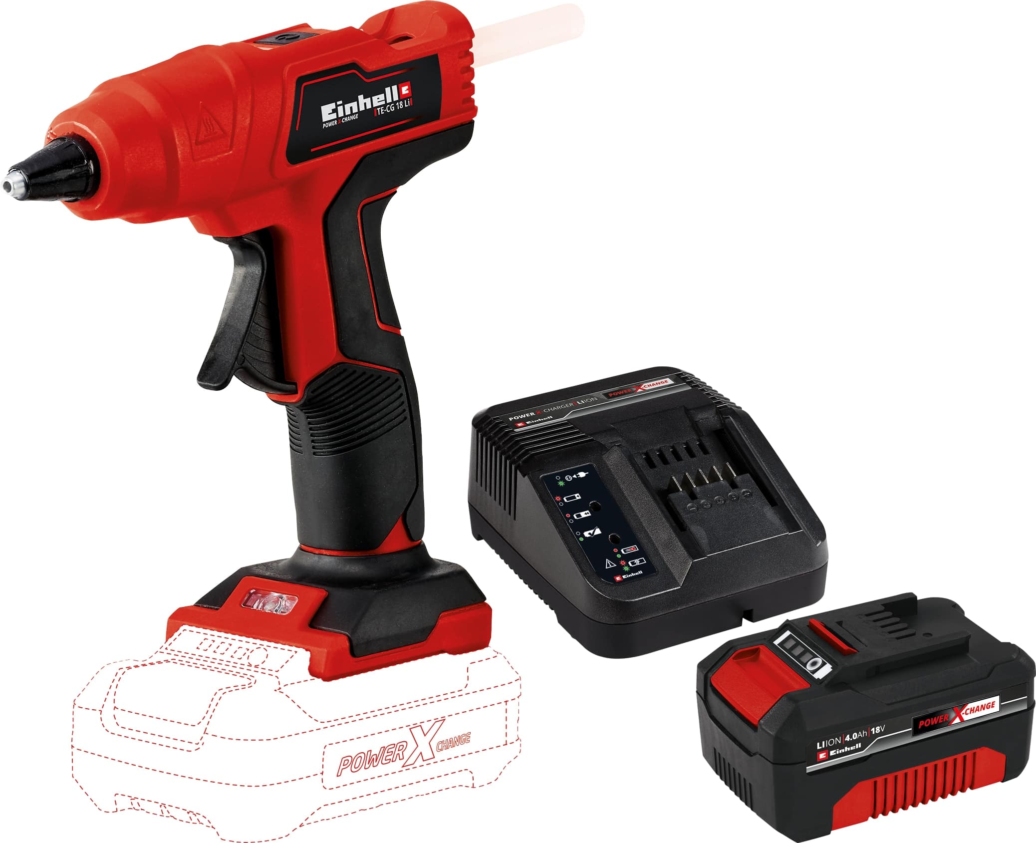 EINHELL EINHELL Akku-Heißklebepistole TE-CG 18 Li Kit (1x 4,0 Ah)
