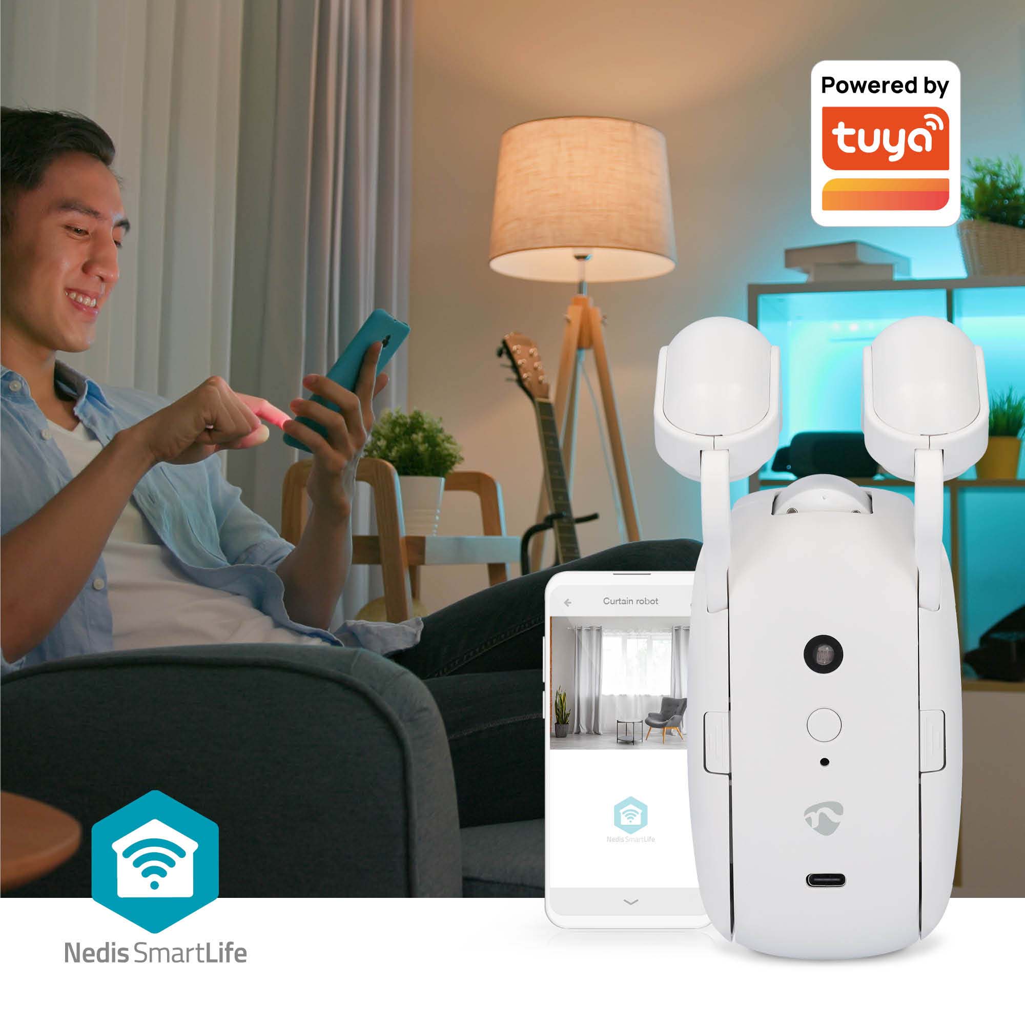 NEDIS Vorhangöffner SmartLife, USB-/Batteriebetrieben, Stangenschiene, weiß NEDIS Vorhangroboter SmartLife, USB-/Batteriebetrieben, Stangenschiene, weiß