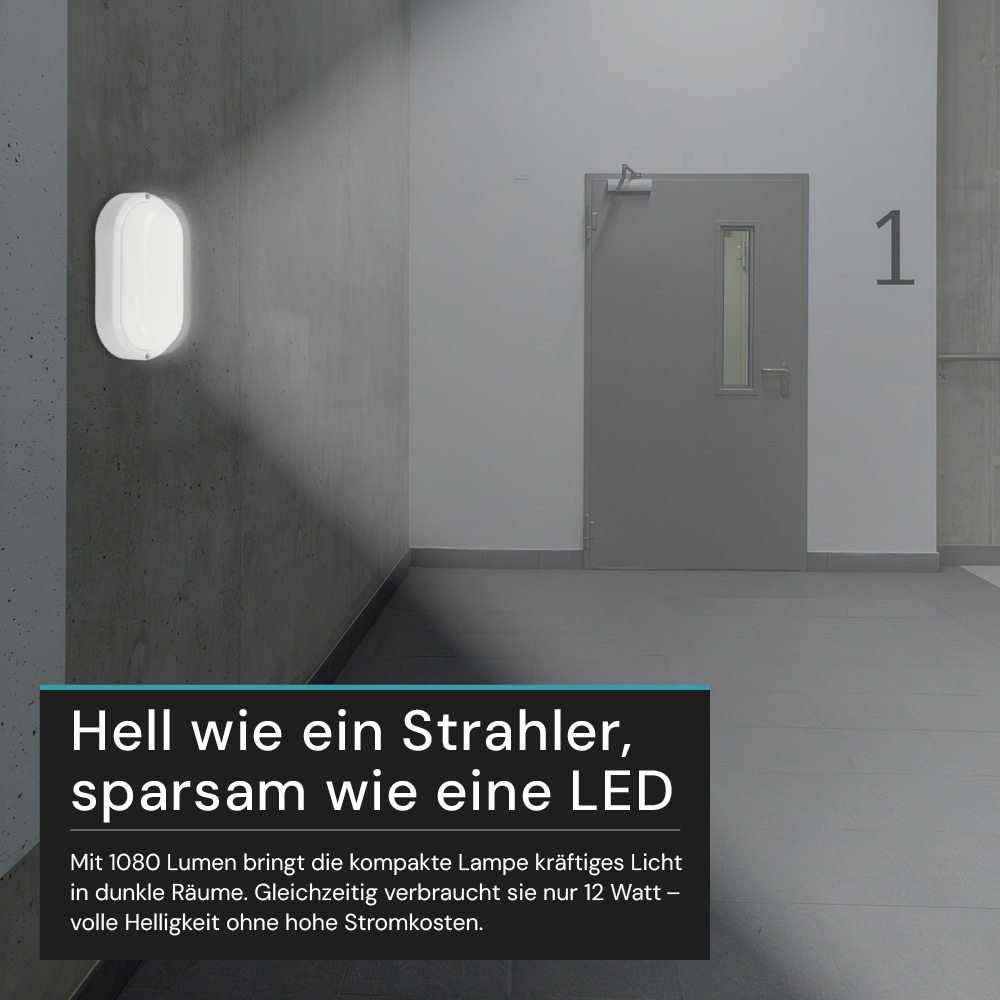 LUXULA LED-Kellerleuchte, 12W, EEK: F, 1080lm, CCT, IP54, weiß LUXULA LED-Kellerleuchte, 12W, EEK: F, 1080lm, CCT, IP54, weiß