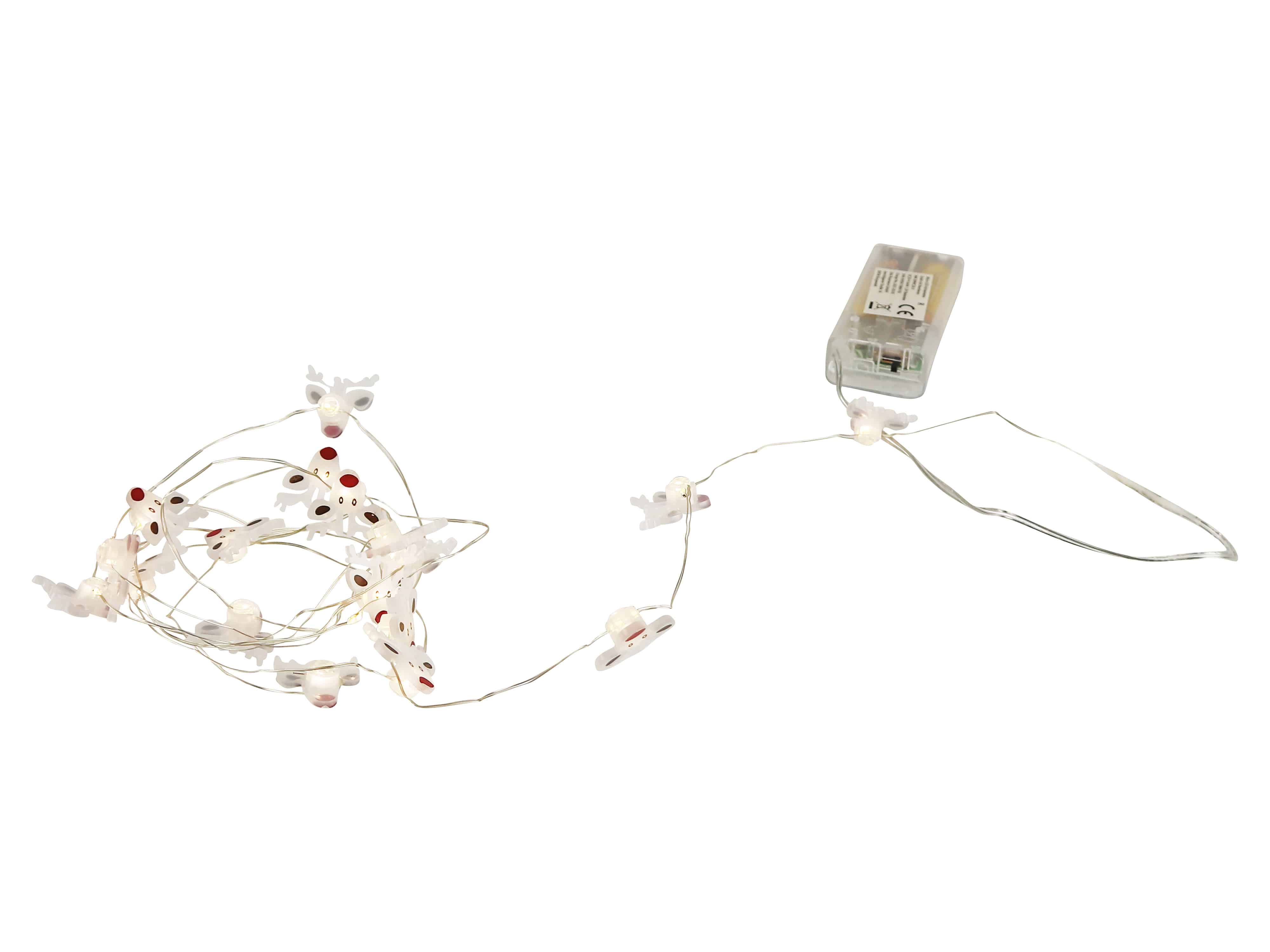 Micro-LED-Lichterkette, Rentiere, 3 V, 20 LEDs, Silberdraht, warmweiß, 2,10m Micro-LED-Lichterkette, Rentiere, 3 V, 20 LEDs, Silberdraht, warmweiß, 2,10m