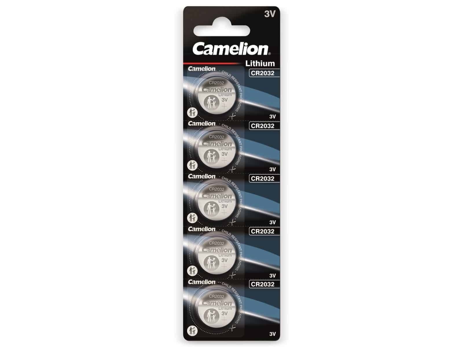 CAMELION Knopfzelle, CR2032, Lithium, 3 V, 220mAh, 5 St. CAMELION Knopfzelle, CR2032, Lithium, 3 V, 220mAh, 5 St.