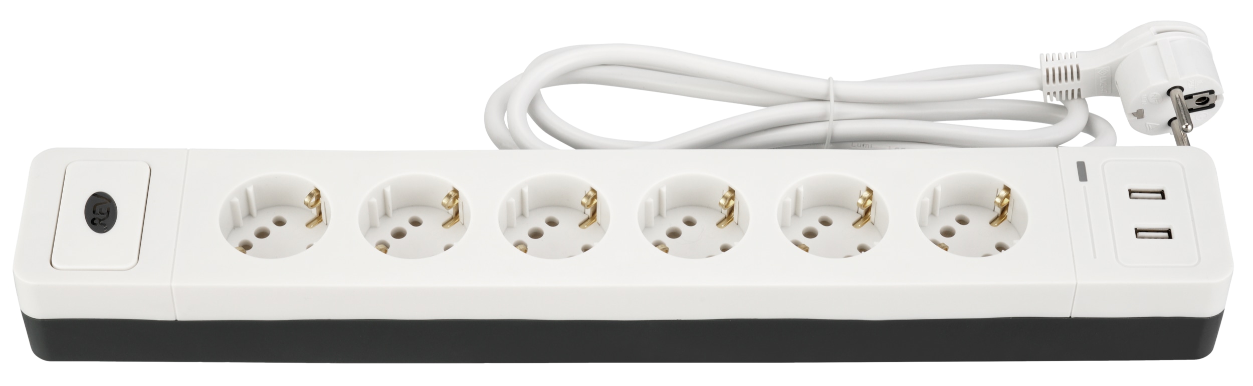 REV Steckdosenleiste Combini, 6-fach, 2x USB-A, 1,4 m, weiß/schwarz REV Steckdosenleiste Combini, 6-fach, 2x USB-A, 1,4 m, weiß/schwarz