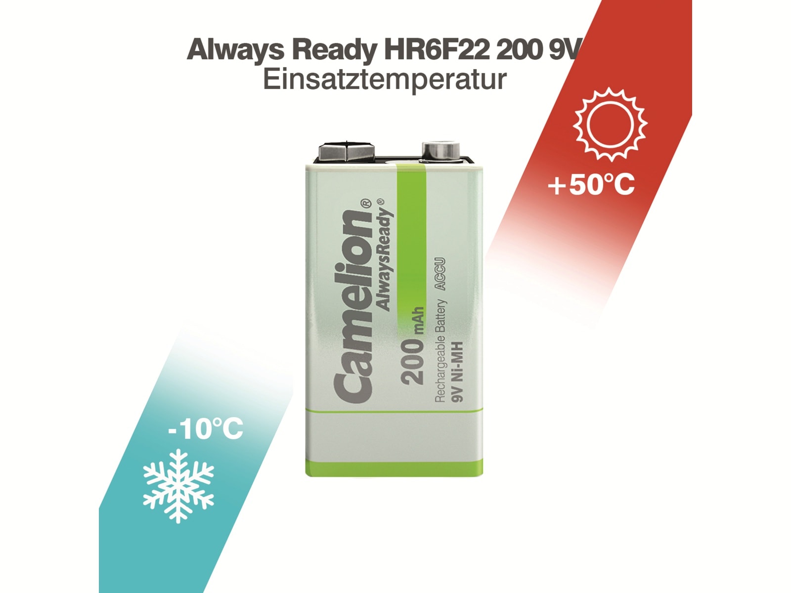 CAMELION NiMH-9 V-Blockakku AlwaysReady, 200 mAh CAMELION NiMH-9 V-Blockakku AlwaysReady, 200 mAh