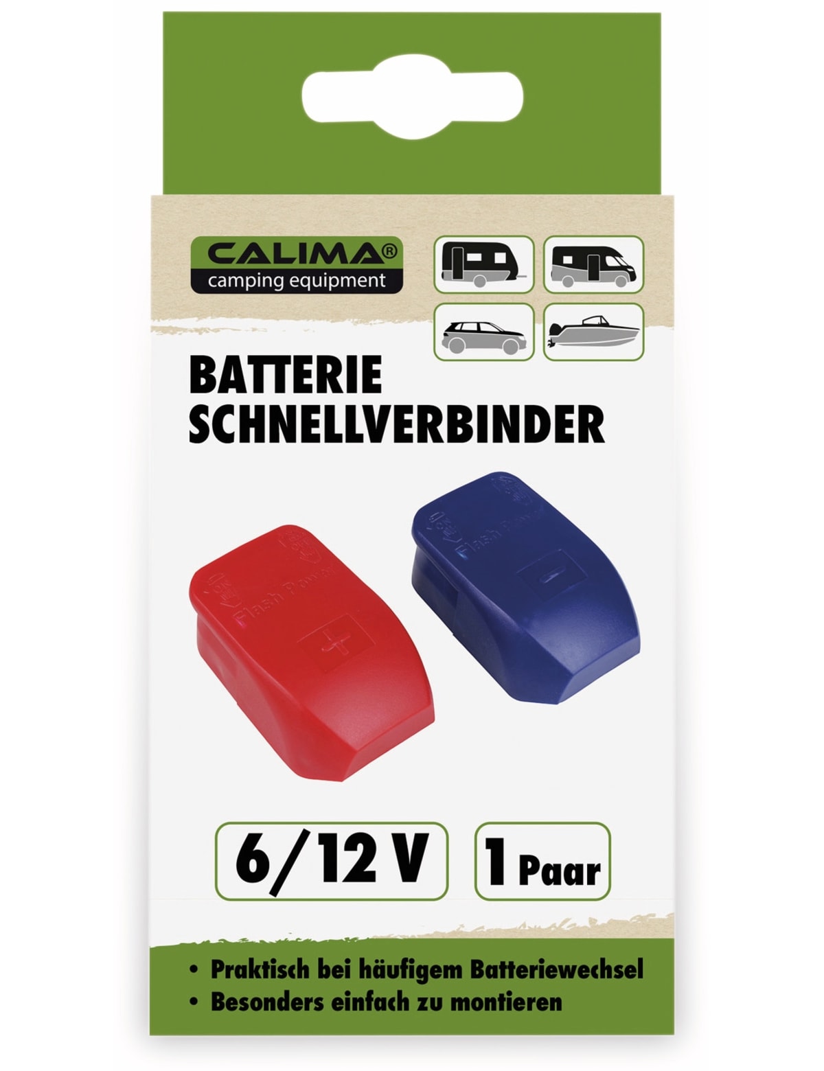 CALIMA CAMPING EQUIPMENT Batterie Schnellverbinder, 6/12 V-, 2 Stück CALIMA CAMPING EQUIPMENT Batterie Schnellverbinder, 6/12 V-, 2 Stück