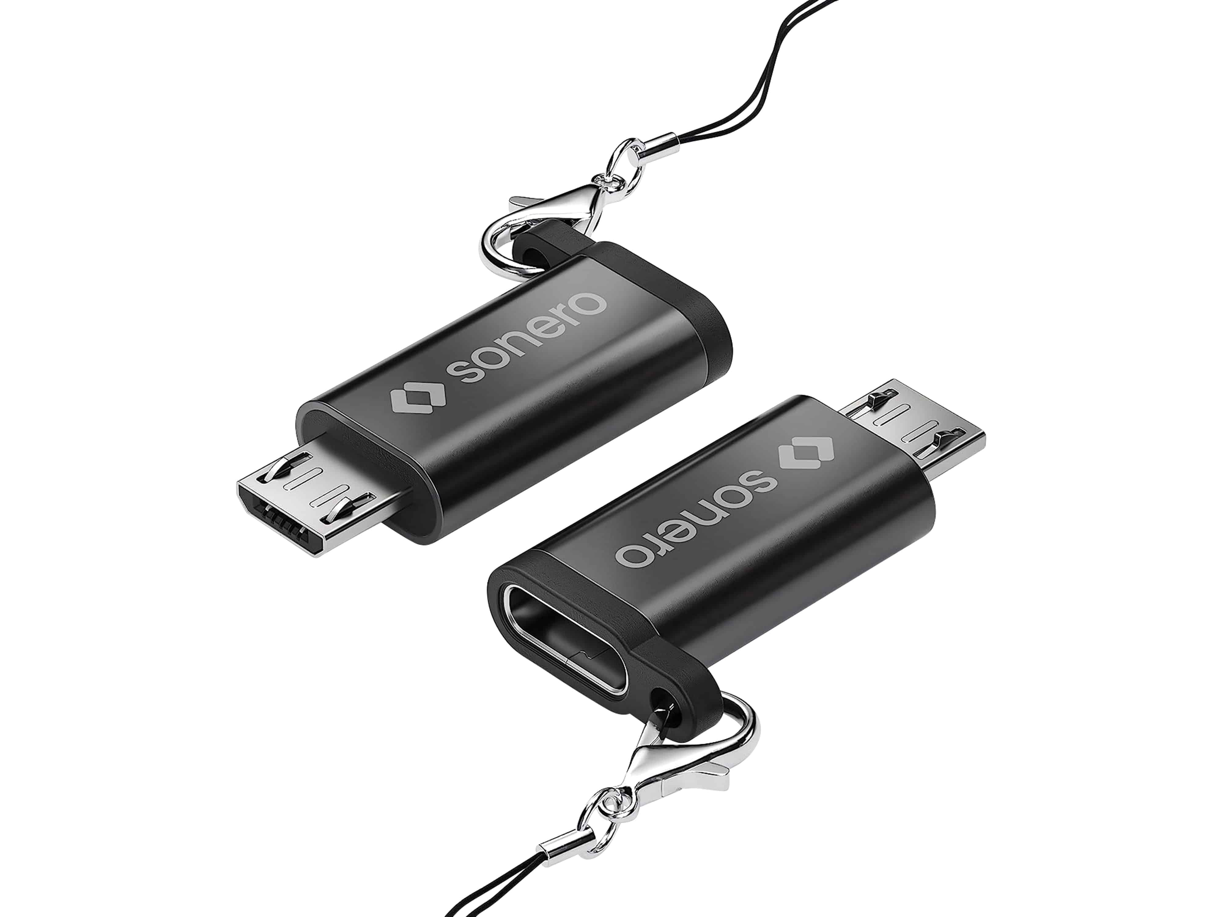 SONERO USB-Adapter OTG, Micro-USB auf USB-C Buchse, alu/schwarz SONERO USB-Adapter OTG, Micro-USB auf USB-C Buchse, alu/schwarz