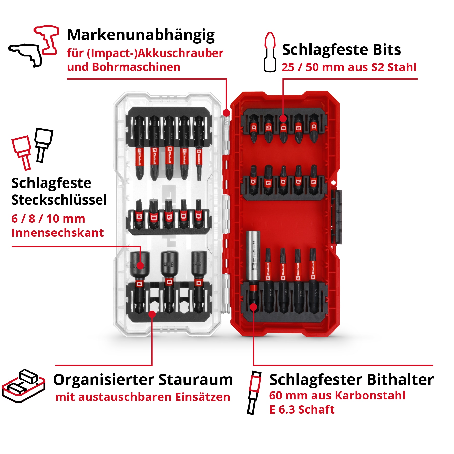 EINHELL Bit-Set, 108703, S-Case, 28-teilig EINHELL Bit-Set, 108703, S-Case, 28-teilig