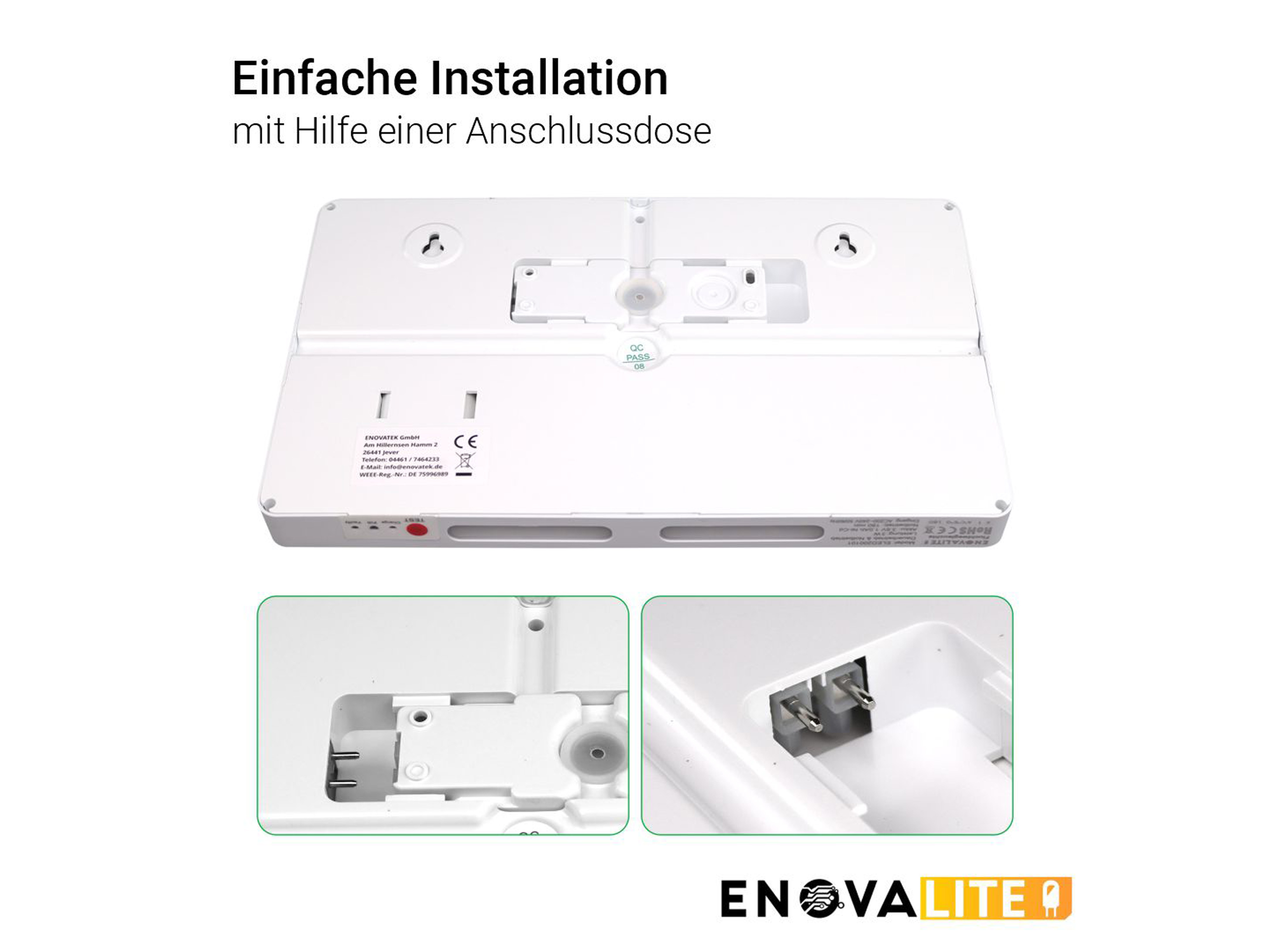 ENOVALITE LED-Fluchtwegleuchte, 200101, inkl. Notstromeinheit, TEST-Funktion ENOVALITE LED-Fluchtwegleuchte, 200101, inkl. Notstromeinheit, TEST-Funktion