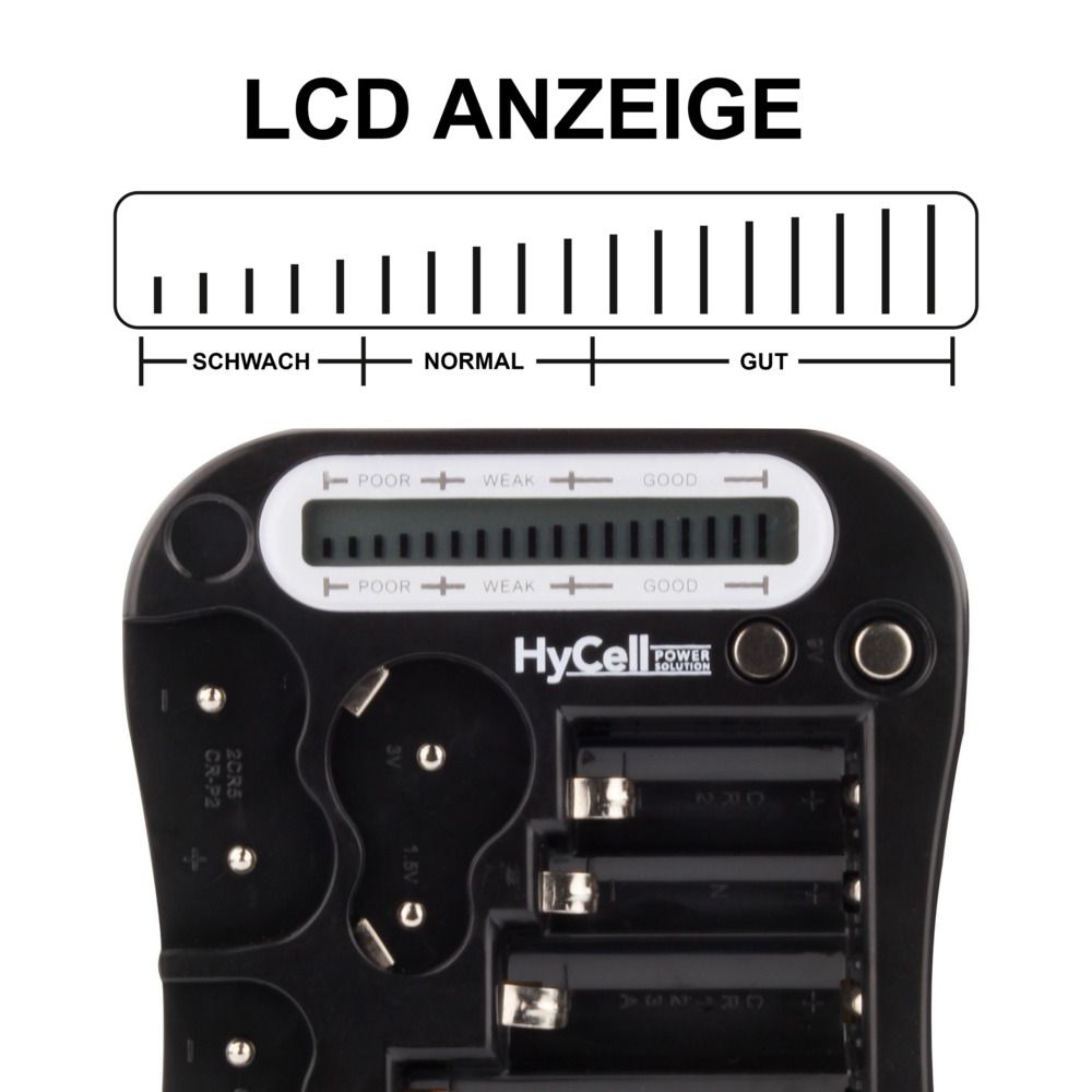 HYCELL LCD Batterie-Tester, für Batterien und Akkus