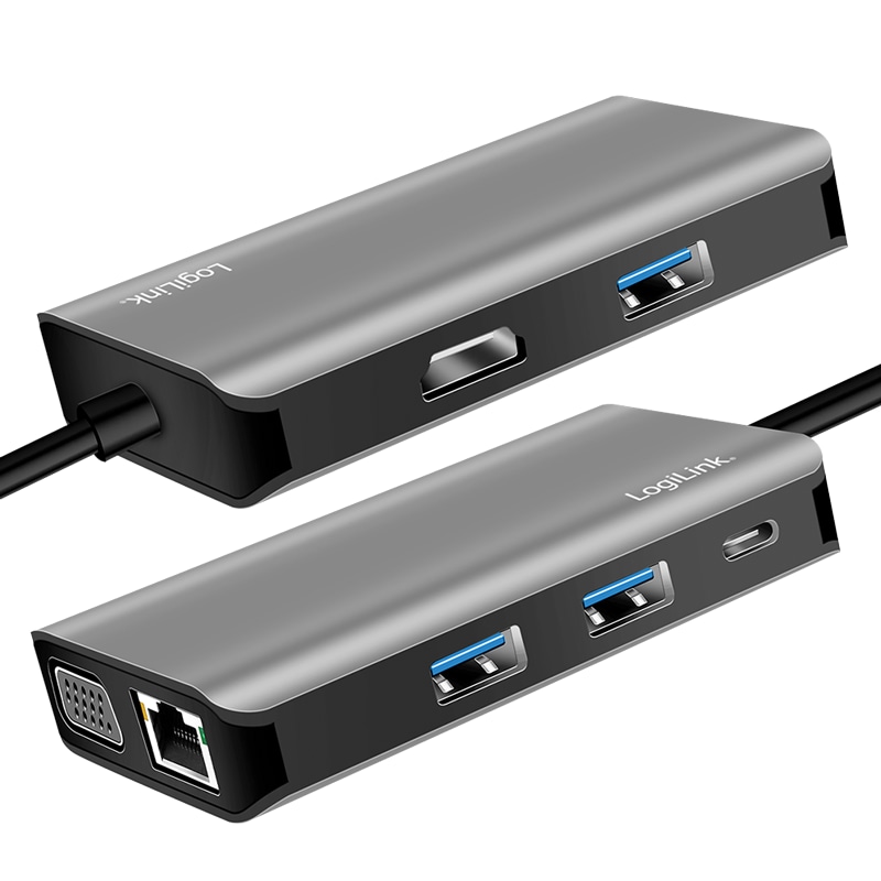LOGILINK USB 3.2 Dockingstation UA0410, Gen1, 7-Port, USB-C PD, Anthrazit LOGILINK USB 3.2 Dockingstation UA0410, Gen1, 7-Port, USB-C PD, Anthrazit